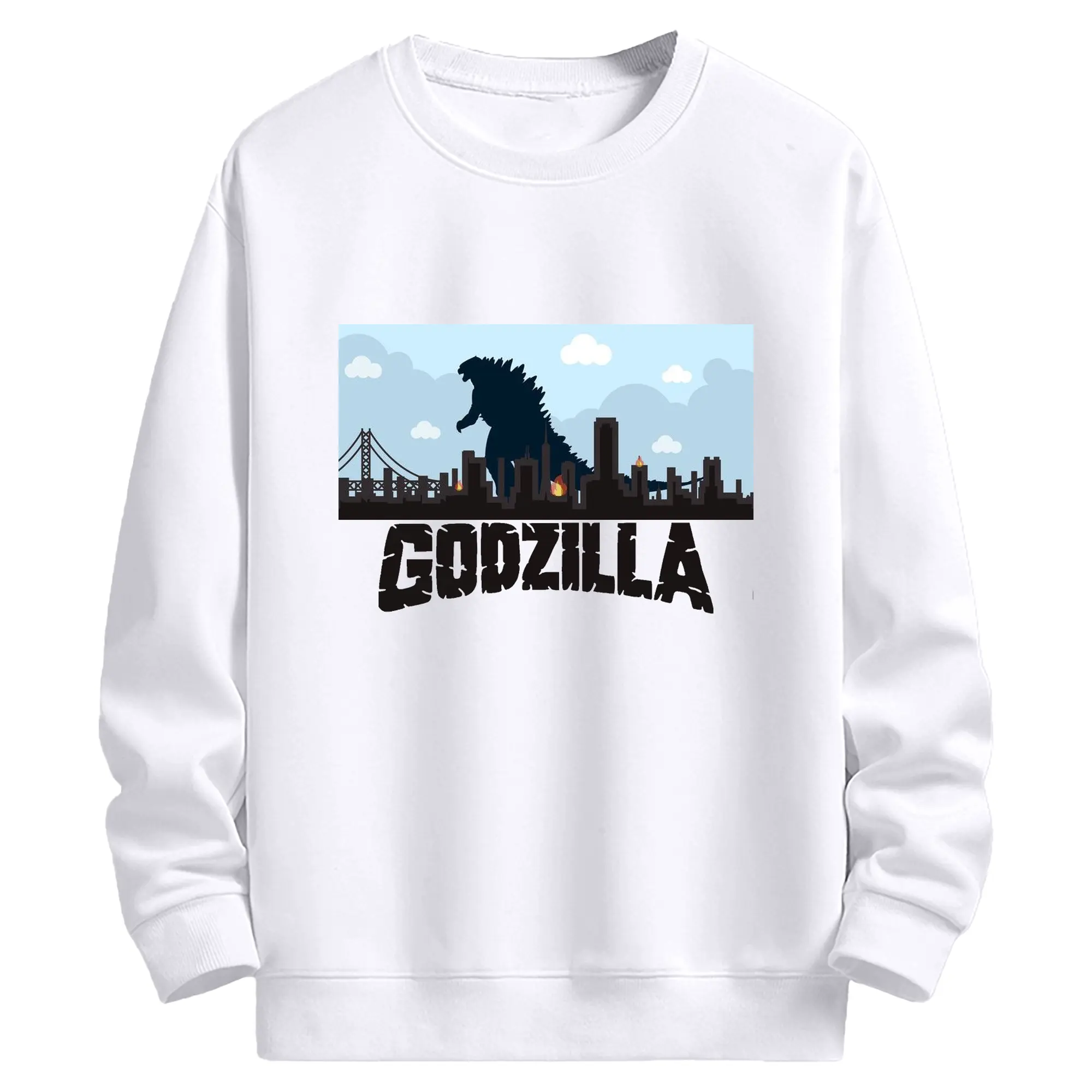 ゴジラ ゴジラ名シーン - 高品質 クルーネック スウェット ・ コットン59％ ポリエステル41％ ・ ユニセックス 長袖 トレーナー ・ カジュアル デイリー スポーツ 散歩用