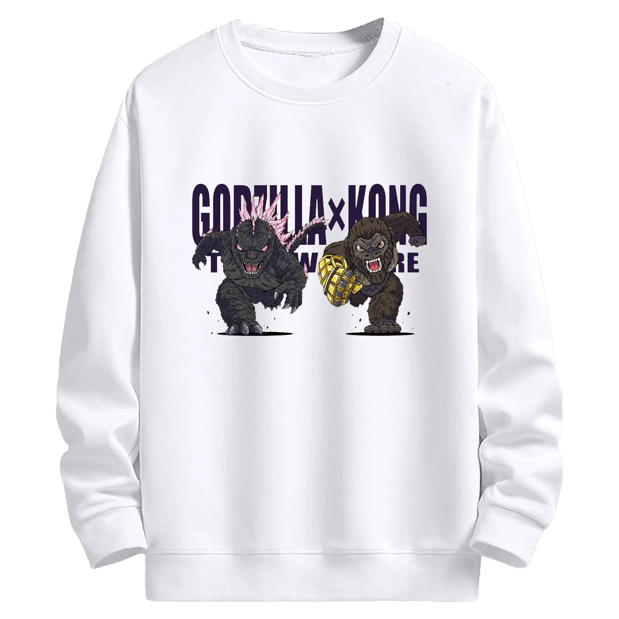 ゴジラ × コング 怪獣バトル - 高品質 クルーネック スウェット ・ コットン59％ ポリエステル41％ ・ ユニセックス 長袖 トレーナー ・ カジュアル デイリー スポーツ 散歩用