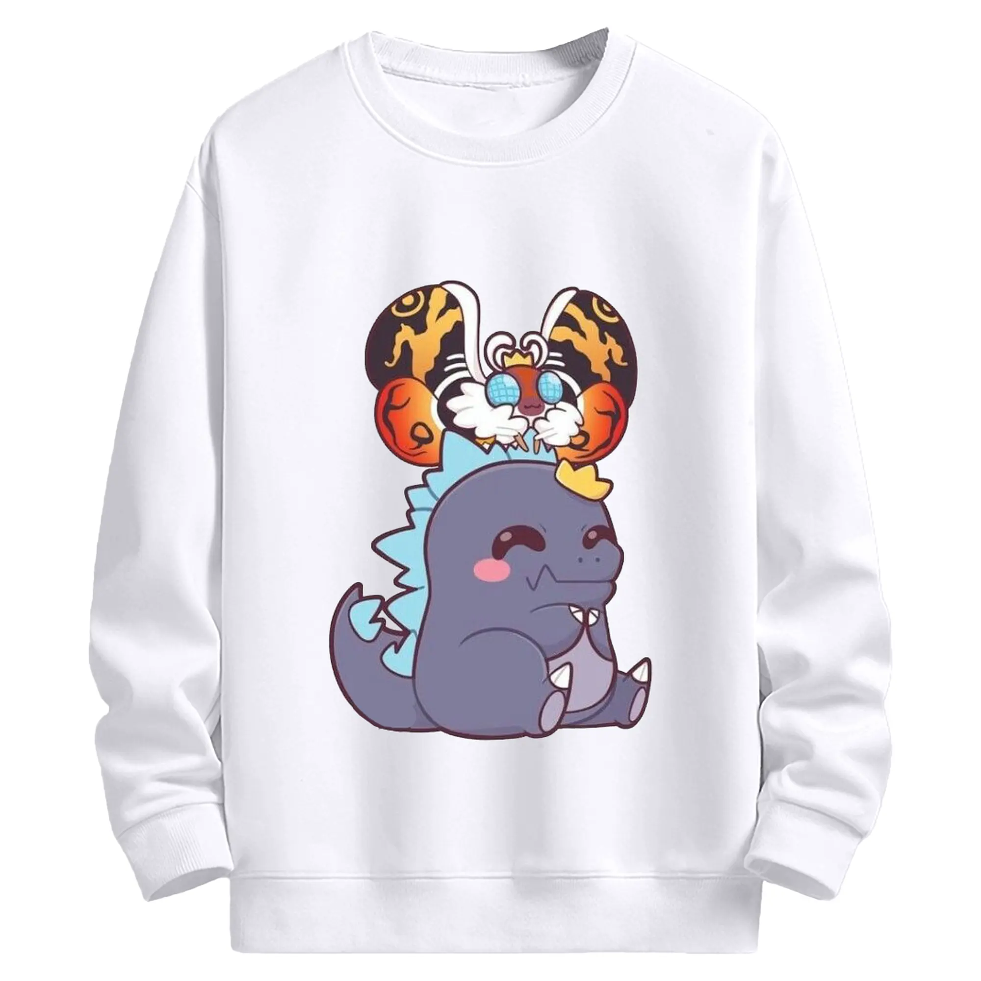 ゴジラとモスラ モスラの守護精霊 - 高品質 クルーネック スウェット ・ コットン59％ ポリエステル41％ ・ ユニセックス 長袖 トレーナー ・ カジュアル デイリー スポーツ 散歩用