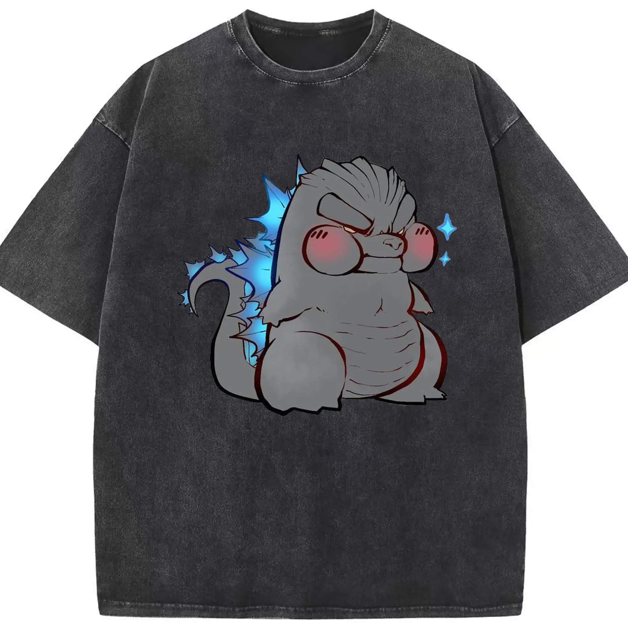 ゴジラゴジラかわいい - 綿100％ ヴィンテージ風 半袖Tシャツ ・ フロントプリント ・ 柔らか肌触り ・ 通気性 快適 ・ スポーツ カジュアル 外出用