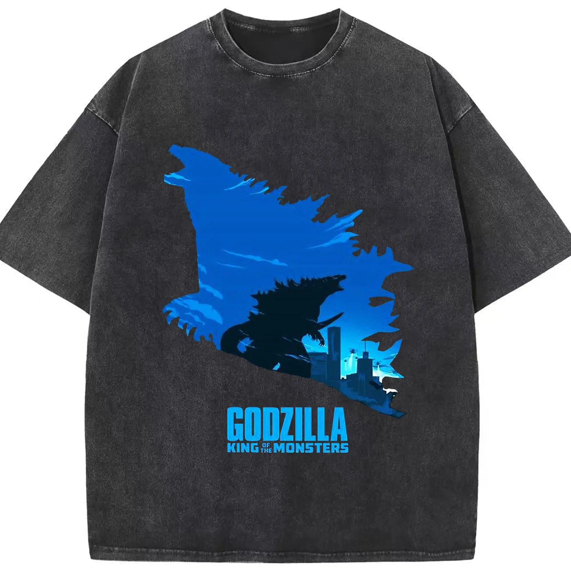 ゴジラ ゴジラ名シーン - 綿100％ ヴィンテージ風 半袖Tシャツ ・ フロントプリント ・ 柔らか肌触り ・ 通気性 快適 ・ スポーツ カジュアル 外出用