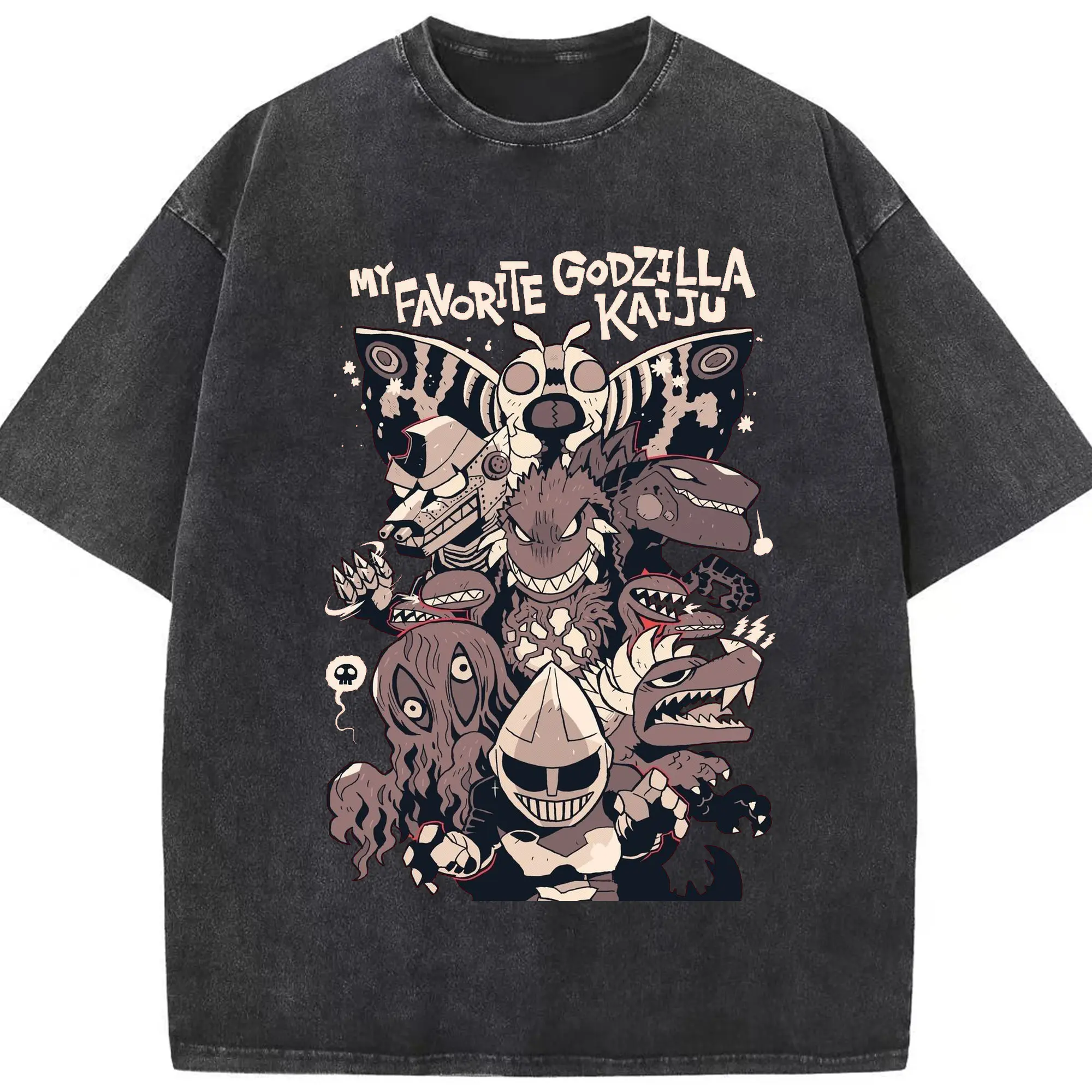 ゴジラ ゴジラモンスター大全 - 綿100％ ヴィンテージ風 半袖Tシャツ ・ フロントプリント ・ 柔らか肌触り ・ 通気性 快適 ・ スポーツ カジュアル 外出用