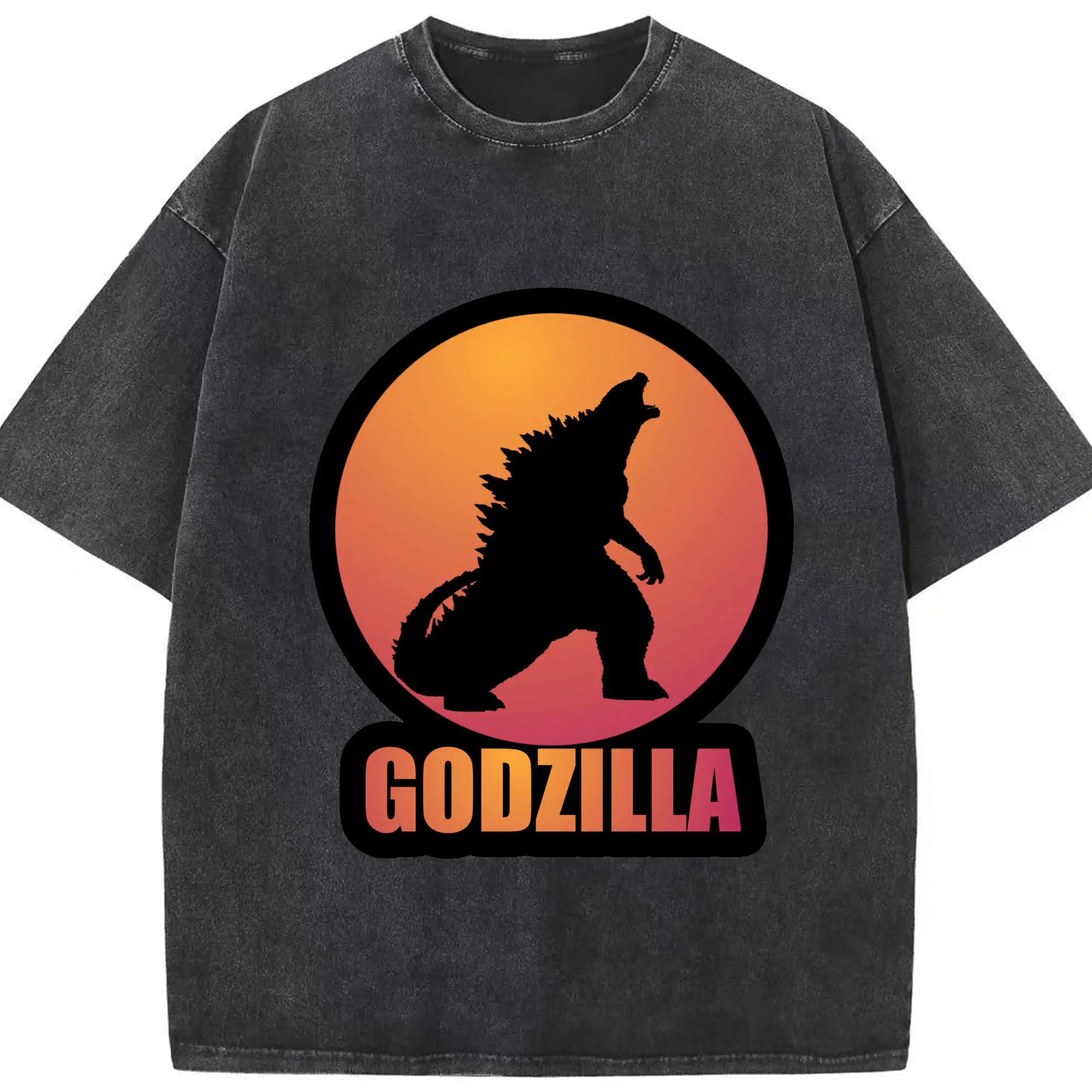 ゴジラ 定番ロゴ - 綿100％ ヴィンテージ風 半袖Tシャツ ・ フロントプリント ・ 柔らか肌触り ・ 通気性 快適 ・ スポーツ カジュアル 外出用