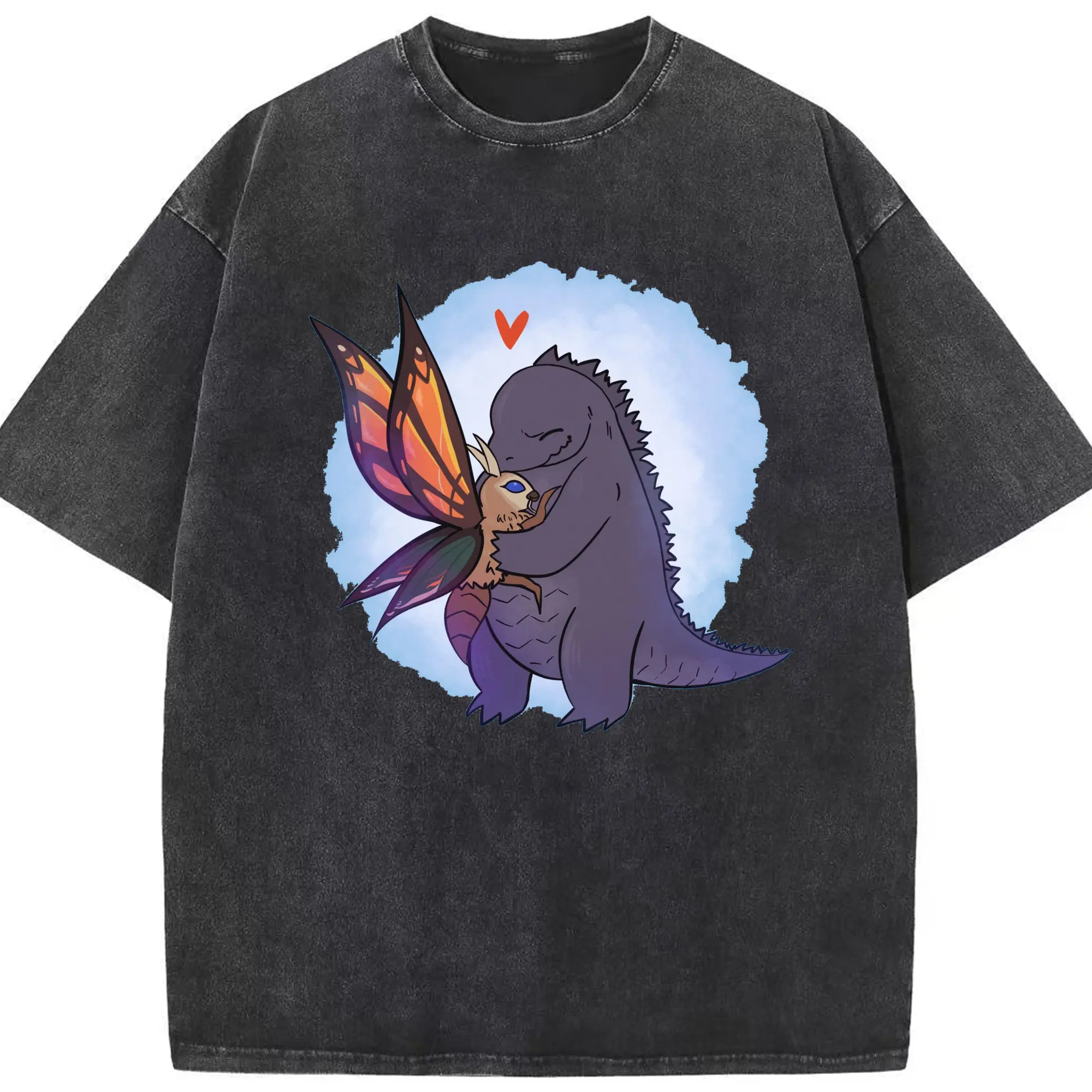 ゴジラとモスラ Godzilla - 綿100％ ヴィンテージ風 半袖Tシャツ ・ フロントプリント ・ 柔らか肌触り ・ 通気性 快適 ・ スポーツ カジュアル 外出用