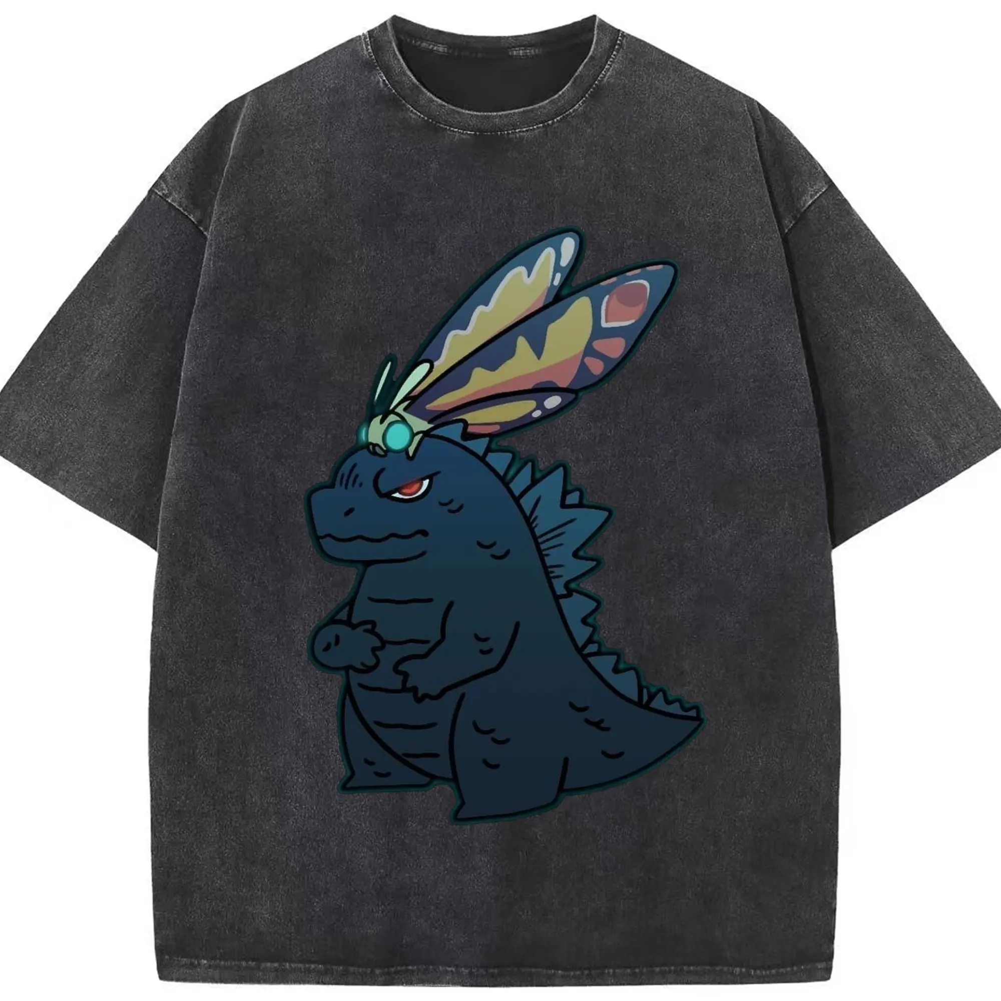 ゴジラとモスラ - 綿100％ ヴィンテージ風 半袖Tシャツ ・ フロントプリント ・ 柔らか肌触り ・ 通気性 快適 ・ スポーツ カジュアル 外出用