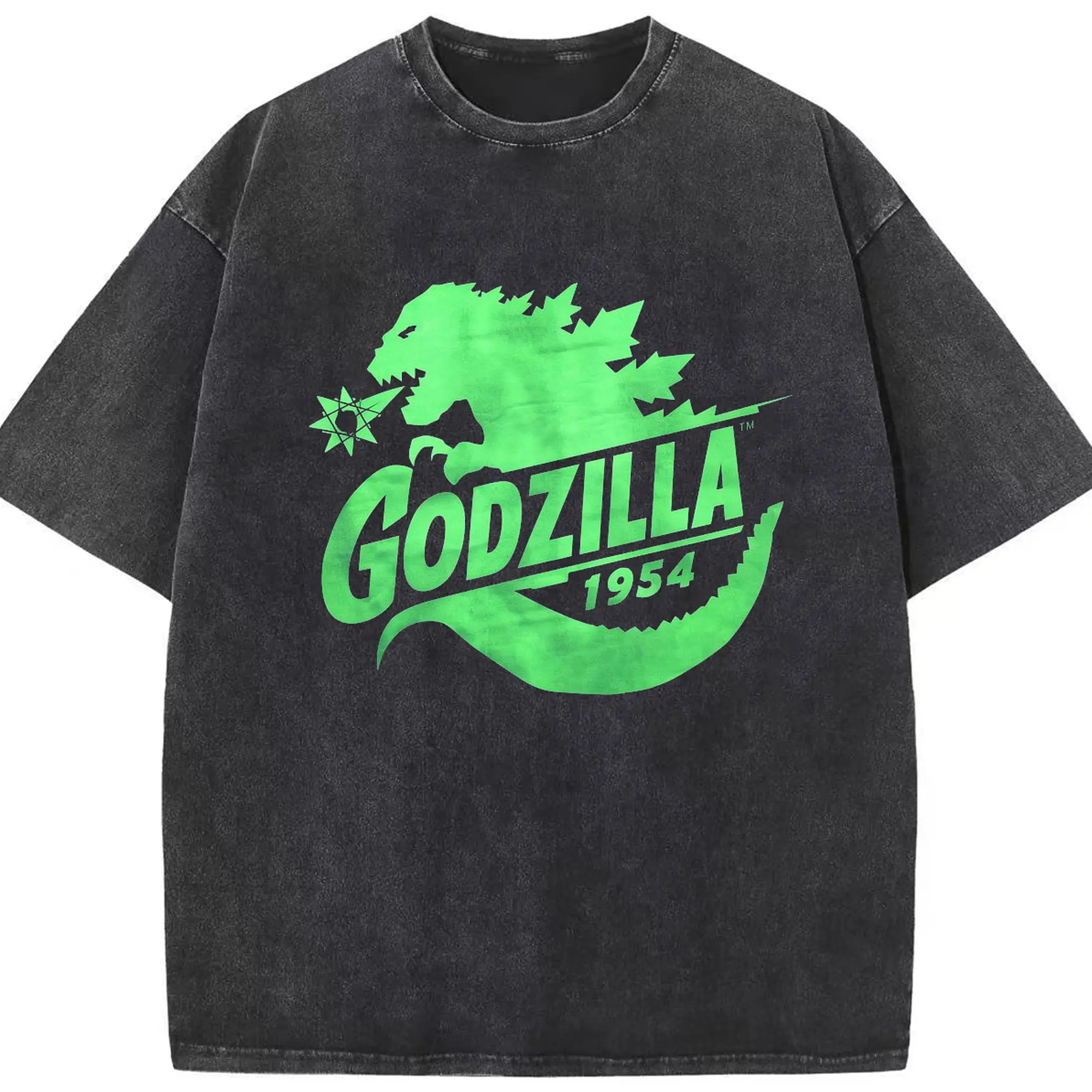 ゴジラ シンプルロゴ - 綿100％ ヴィンテージ風 半袖Tシャツ ・ フロントプリント ・ 柔らか肌触り ・ 通気性 快適 ・ スポーツ カジュアル 外出用