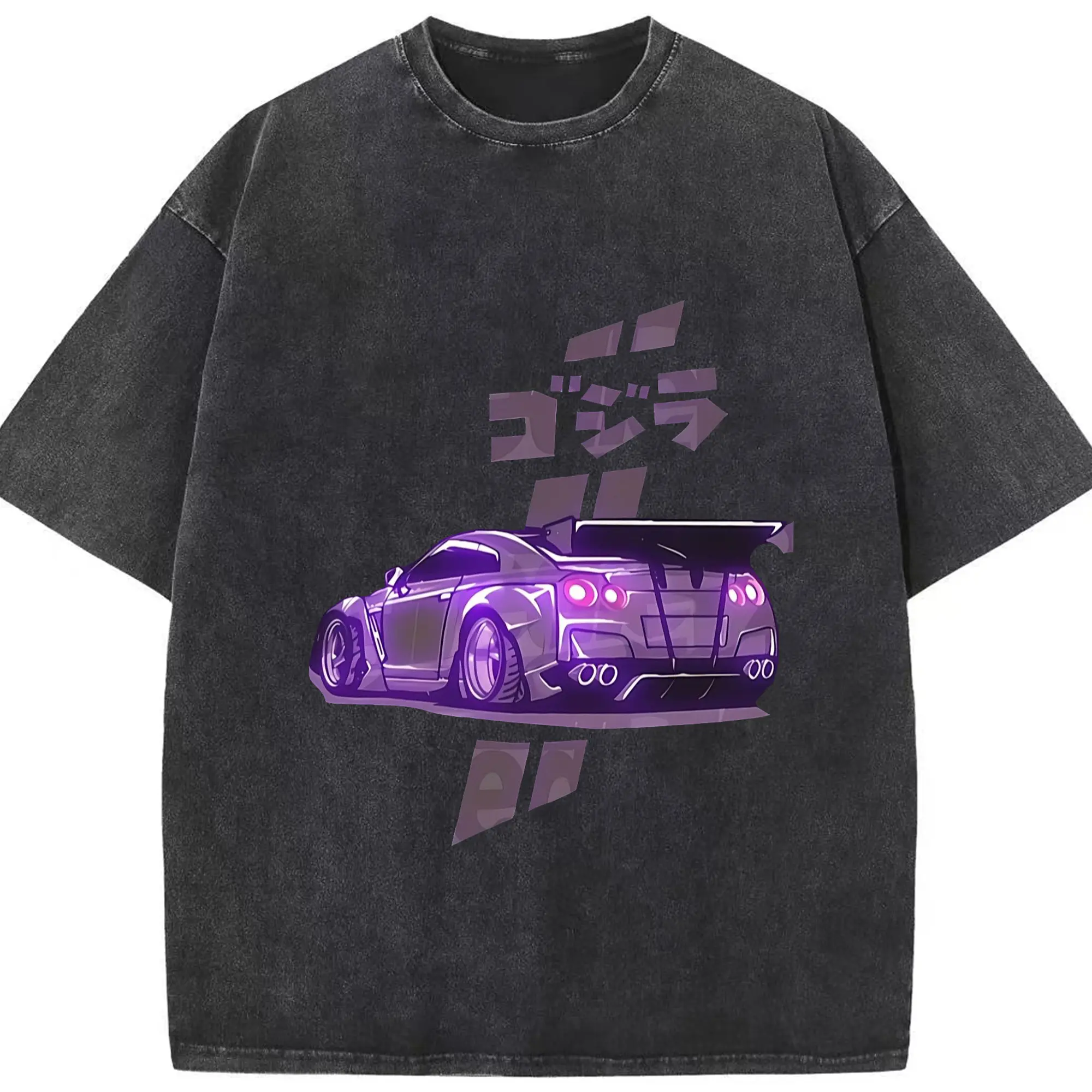 ゴジラ GTRコラボ 日産ゴジラ特別限定 - 綿100％ ヴィンテージ風 半袖Tシャツ ・ フロントプリント ・ 柔らか肌触り ・ 通気性 快適 ・ スポーツ カジュアル 外出用
