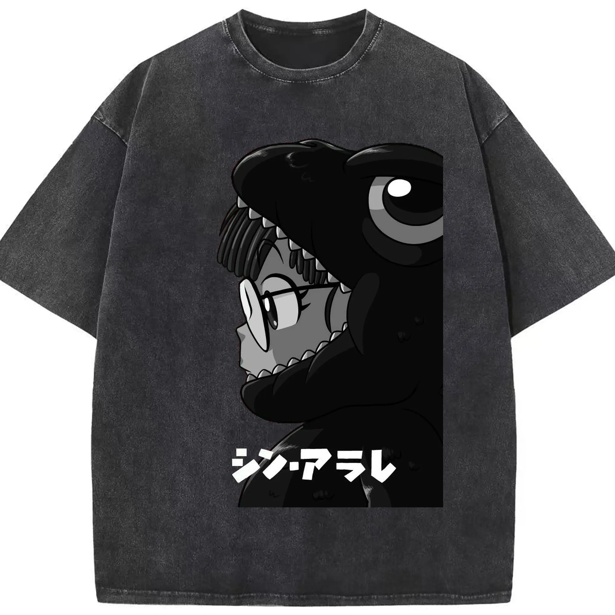 ゴジラ Dr.スランプコラボ - 綿100％ ヴィンテージ風 半袖Tシャツ ・ フロントプリント ・ 柔らか肌触り ・ 通気性 快適 ・ スポーツ カジュアル 外出用
