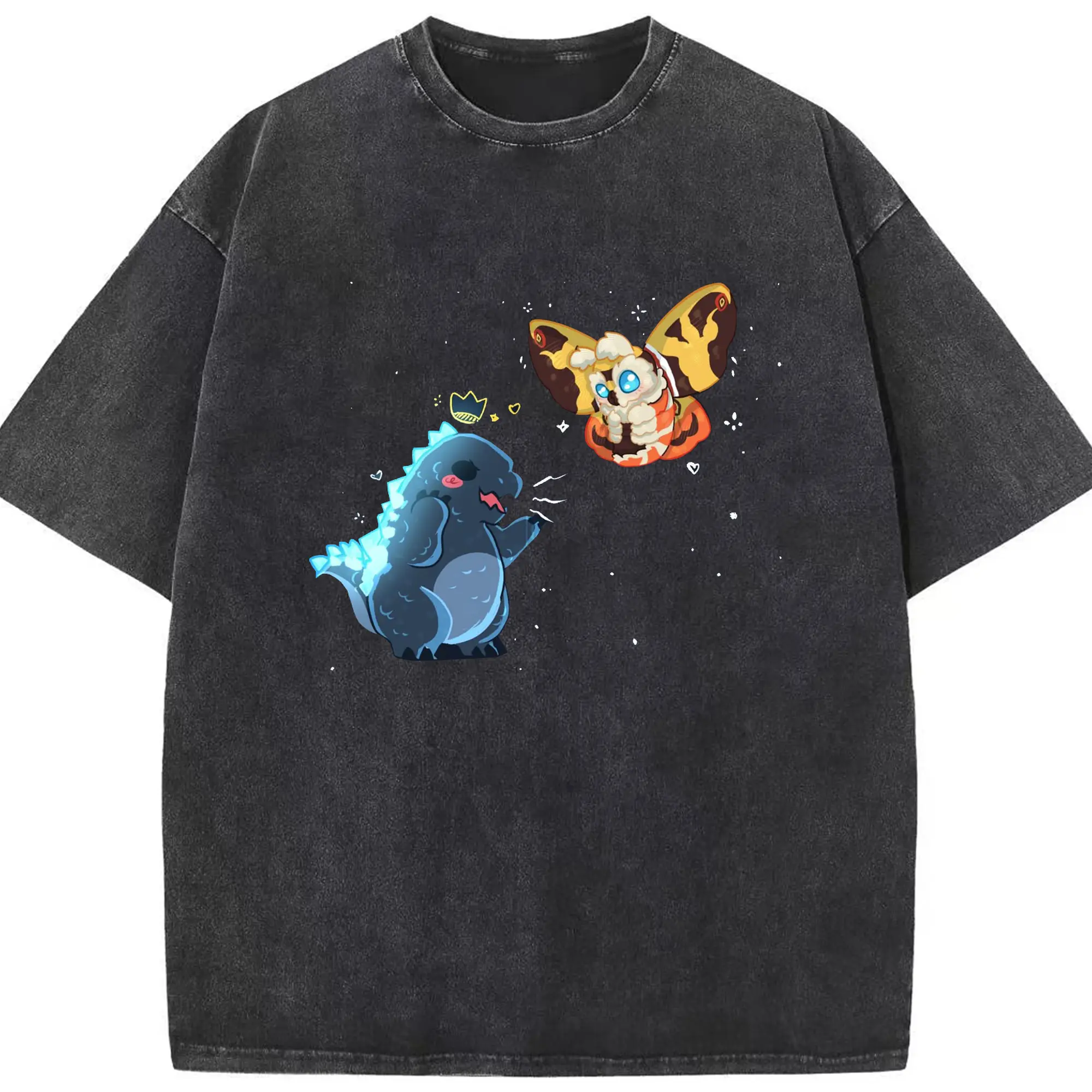 ゴジラとモスラ Mothra - 綿100％ ヴィンテージ風 半袖Tシャツ ・ フロントプリント ・ 柔らか肌触り ・ 通気性 快適 ・ スポーツ カジュアル 外出用