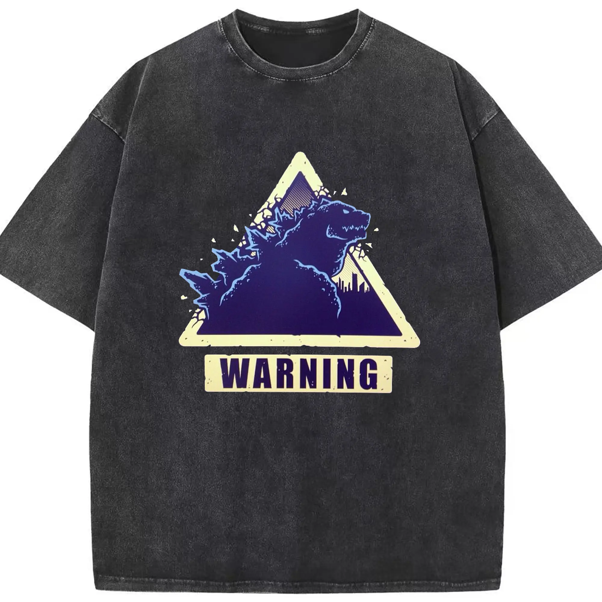 ゴジラ　デストロイア - 綿100％ ヴィンテージ風 半袖Tシャツ ・ フロントプリント ・ 柔らか肌触り ・ 通気性 快適 ・ スポーツ カジュアル 外出用