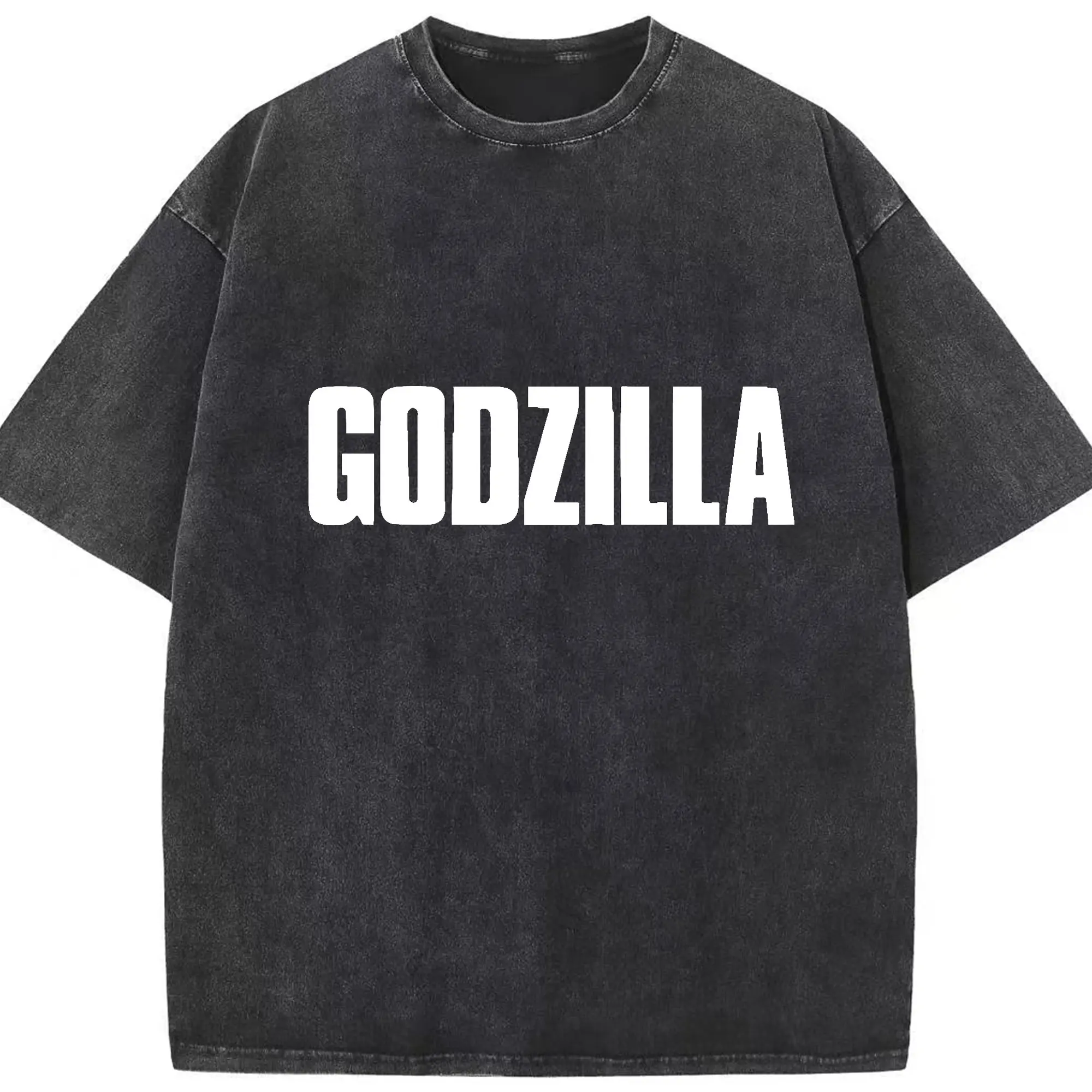 ゴジラ シンプルロゴ - 綿100％ ヴィンテージ風 半袖Tシャツ ・ フロントプリント ・ 柔らか肌触り ・ 通気性 快適 ・ スポーツ カジュアル 外出用