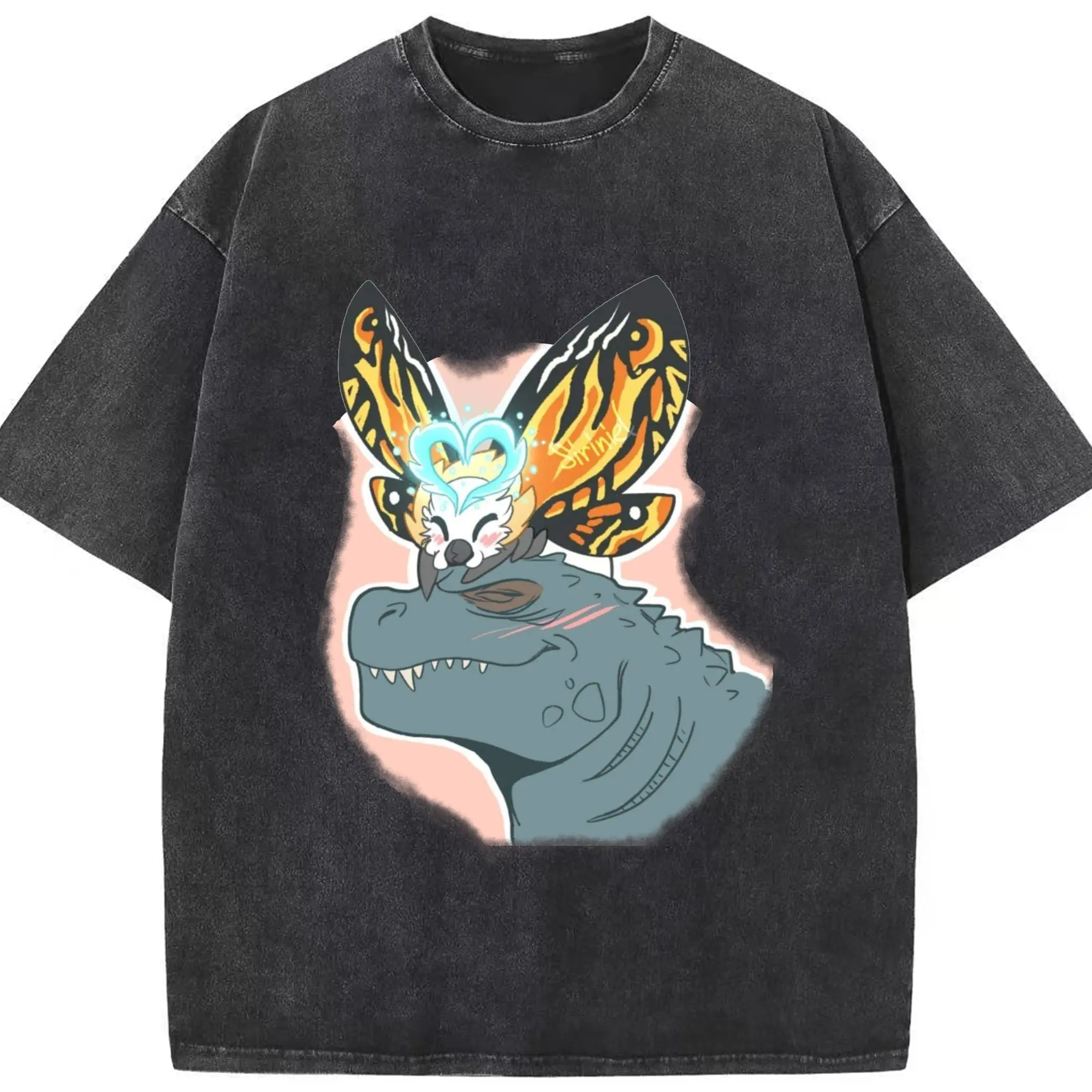ゴジラとモスラ モスラの羽音 - 綿100％ ヴィンテージ風 半袖Tシャツ ・ フロントプリント ・ 柔らか肌触り ・ 通気性 快適 ・ スポーツ カジュアル 外出用