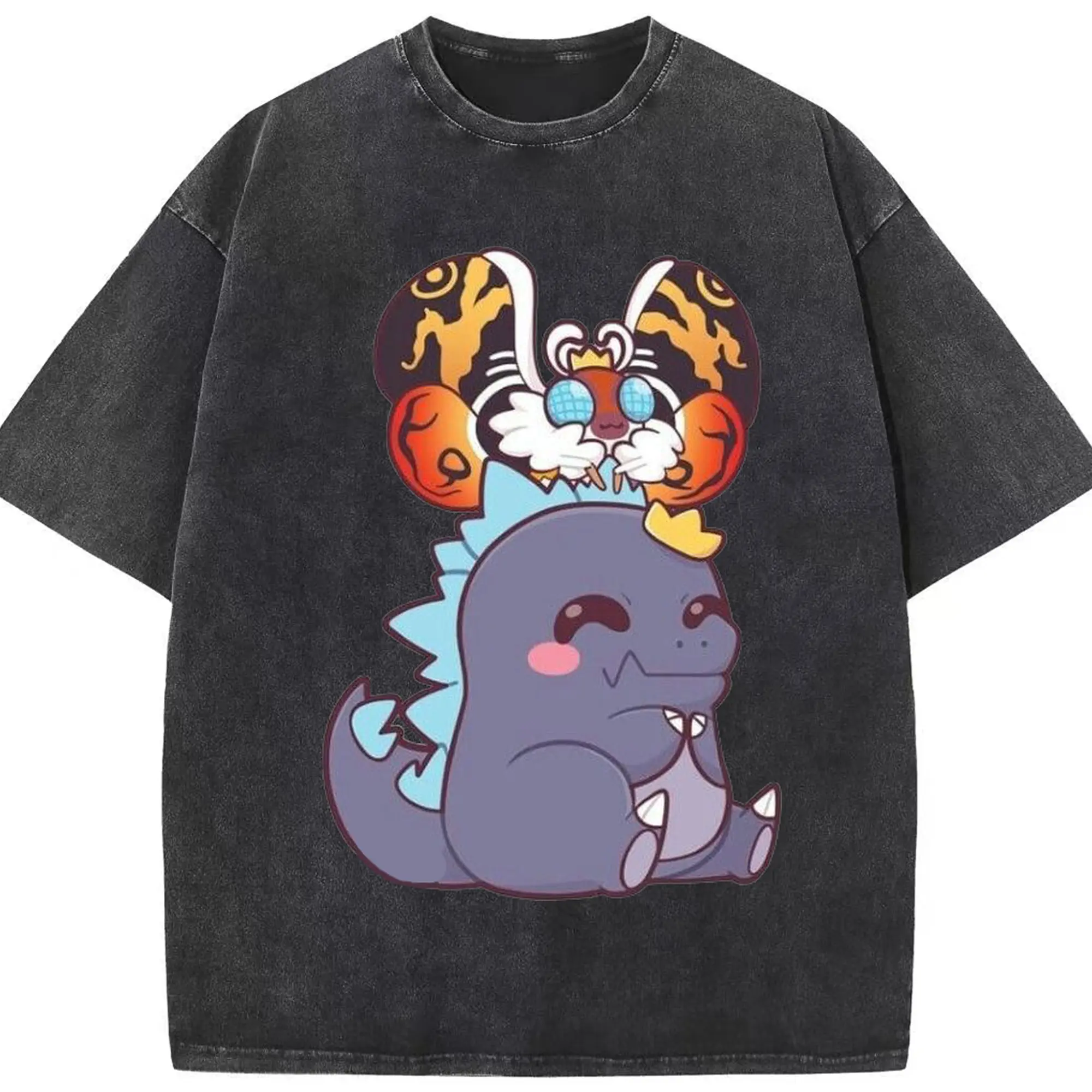 ゴジラとモスラ モスラの守護精霊 - 綿100％ ヴィンテージ風 半袖Tシャツ ・ フロントプリント ・ 柔らか肌触り ・ 通気性 快適 ・ スポーツ カジュアル 外出用