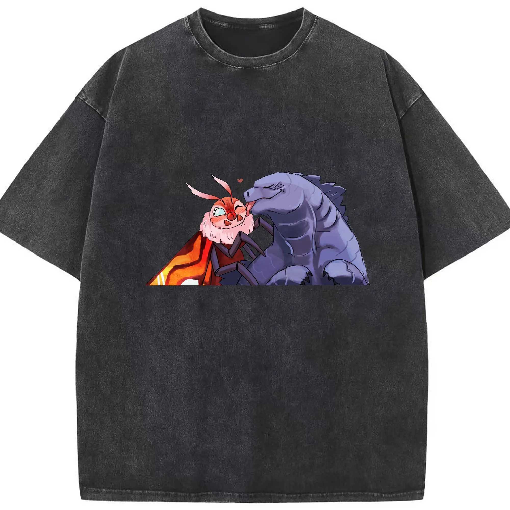 ゴジラとモスラ Mothra - 綿100％ ヴィンテージ風 半袖Tシャツ ・ フロントプリント ・ 柔らか肌触り ・ 通気性 快適 ・ スポーツ カジュアル 外出用