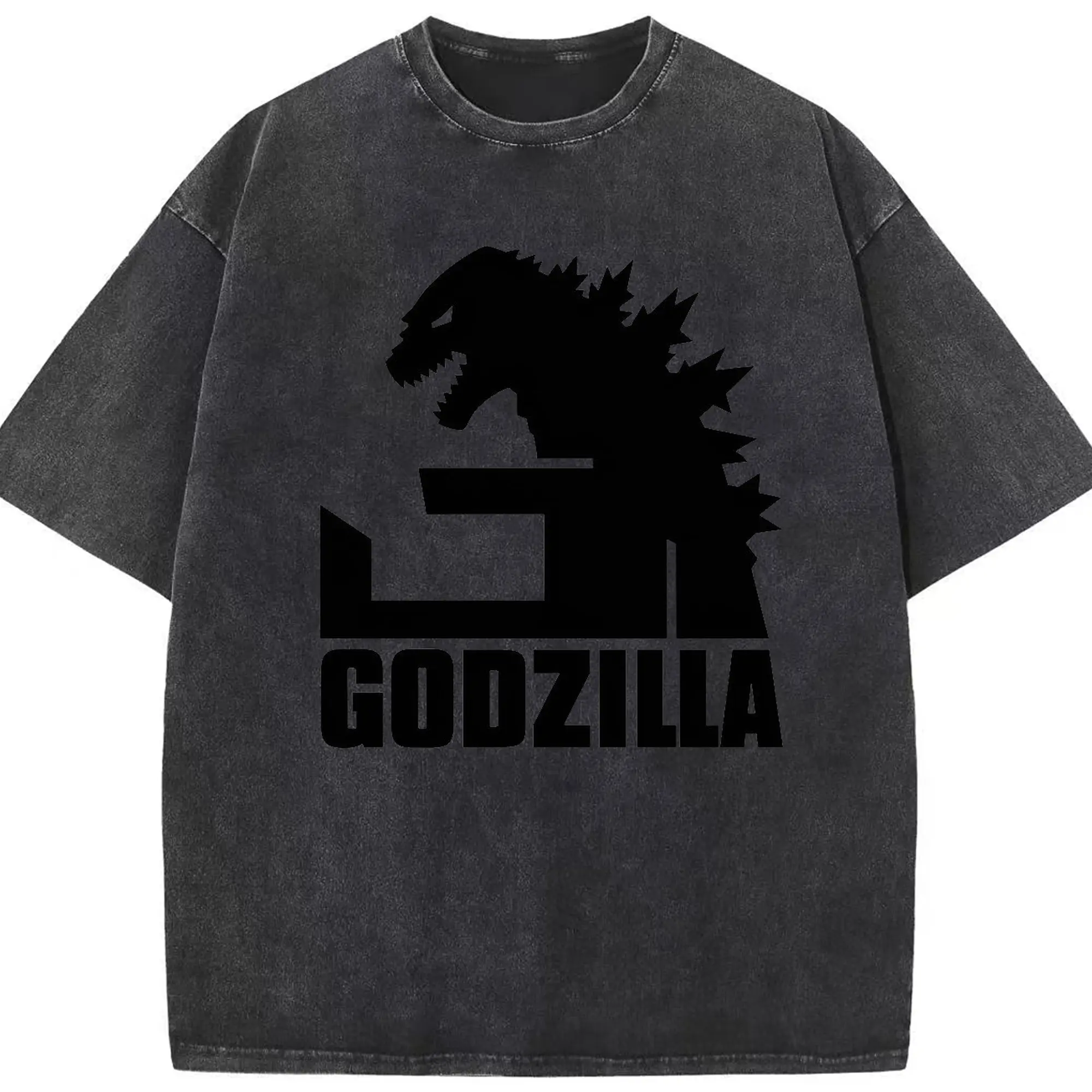 ゴジラ シンプルロゴ - 綿100％ ヴィンテージ風 半袖Tシャツ ・ フロントプリント ・ 柔らか肌触り ・ 通気性 快適 ・ スポーツ カジュアル 外出用