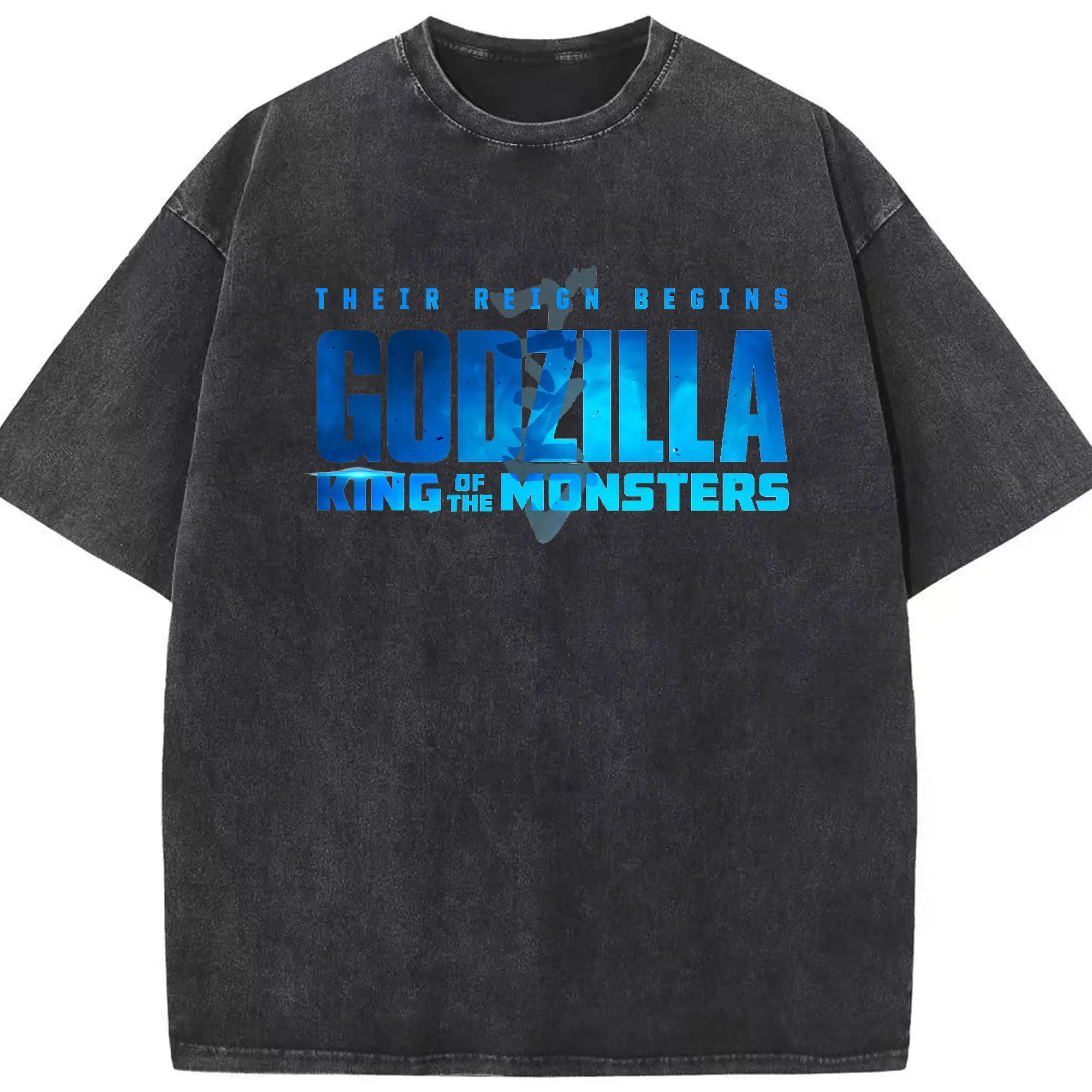 ゴジラ シンプルロゴ - 綿100％ ヴィンテージ風 半袖Tシャツ ・ フロントプリント ・ 柔らか肌触り ・ 通気性 快適 ・ スポーツ カジュアル 外出用