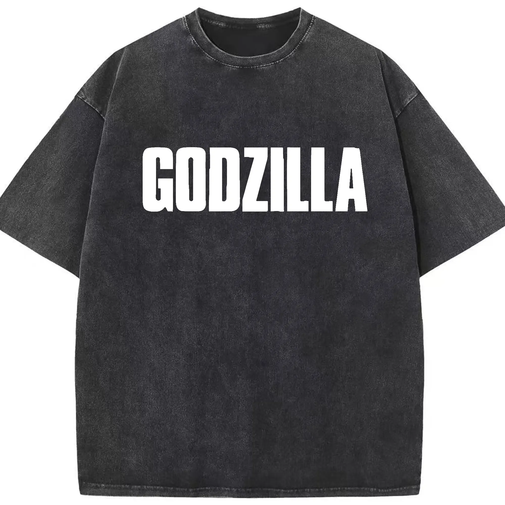 ゴジラ シンプルロゴ - 綿100％ ヴィンテージ風 半袖Tシャツ ・ フロントプリント ・ 柔らか肌触り ・ 通気性 快適 ・ スポーツ カジュアル 外出用