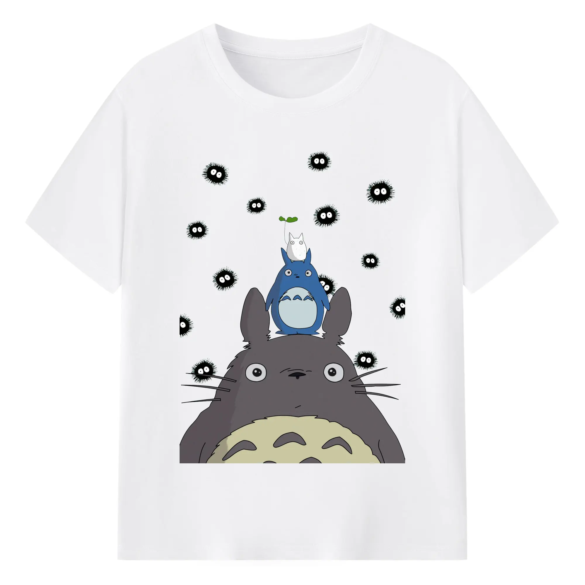 となりのトトロトトロ三兄弟 - 綿100％ 半袖Tシャツ ・ フロントプリント ・ 快適 通気性 ・ 日常使い 散歩 スポーツ用