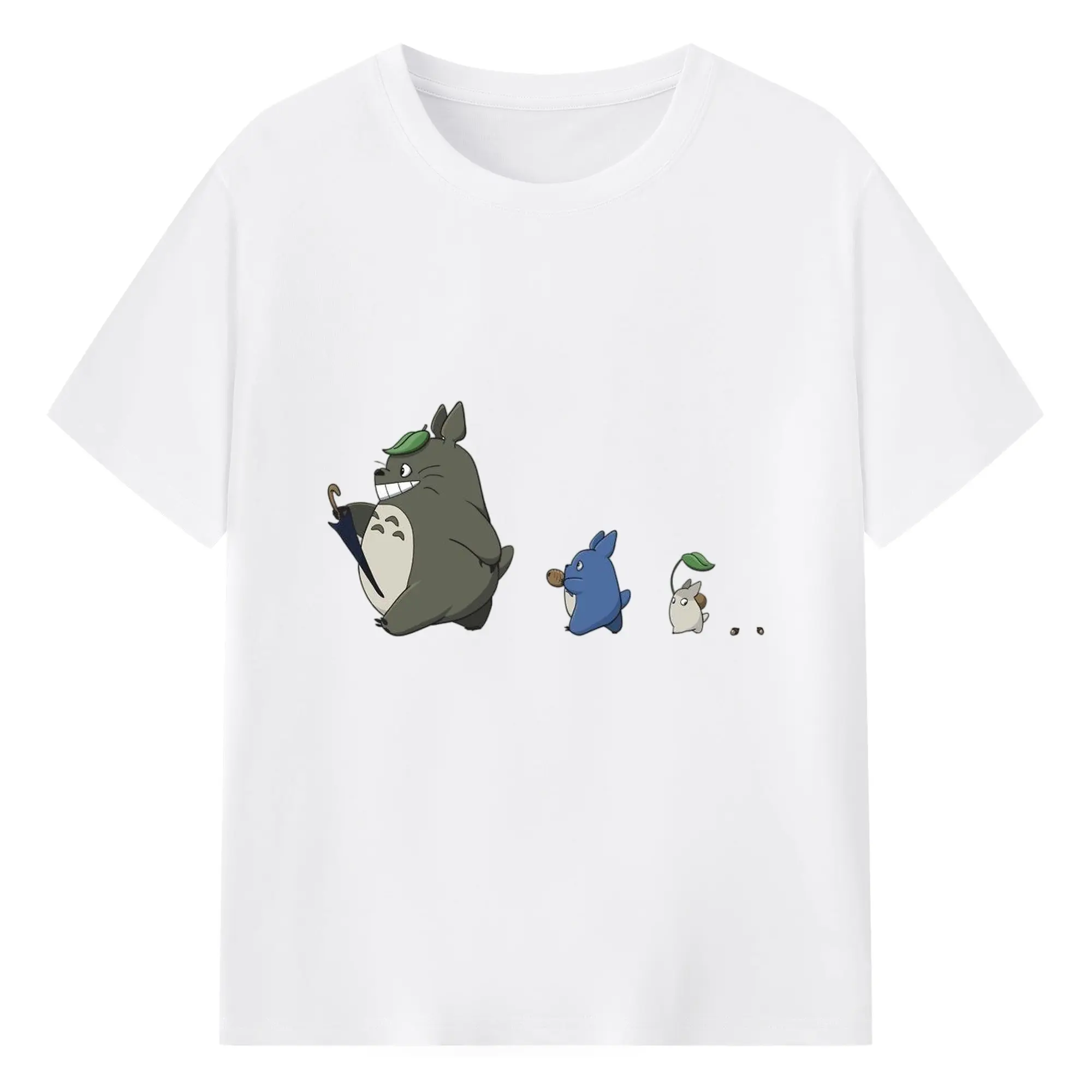 となりのトトロ トトロ三兄弟 - 綿100％ 半袖Tシャツ ・ フロントプリント ・ 快適 通気性 ・ 日常使い 散歩 スポーツ用