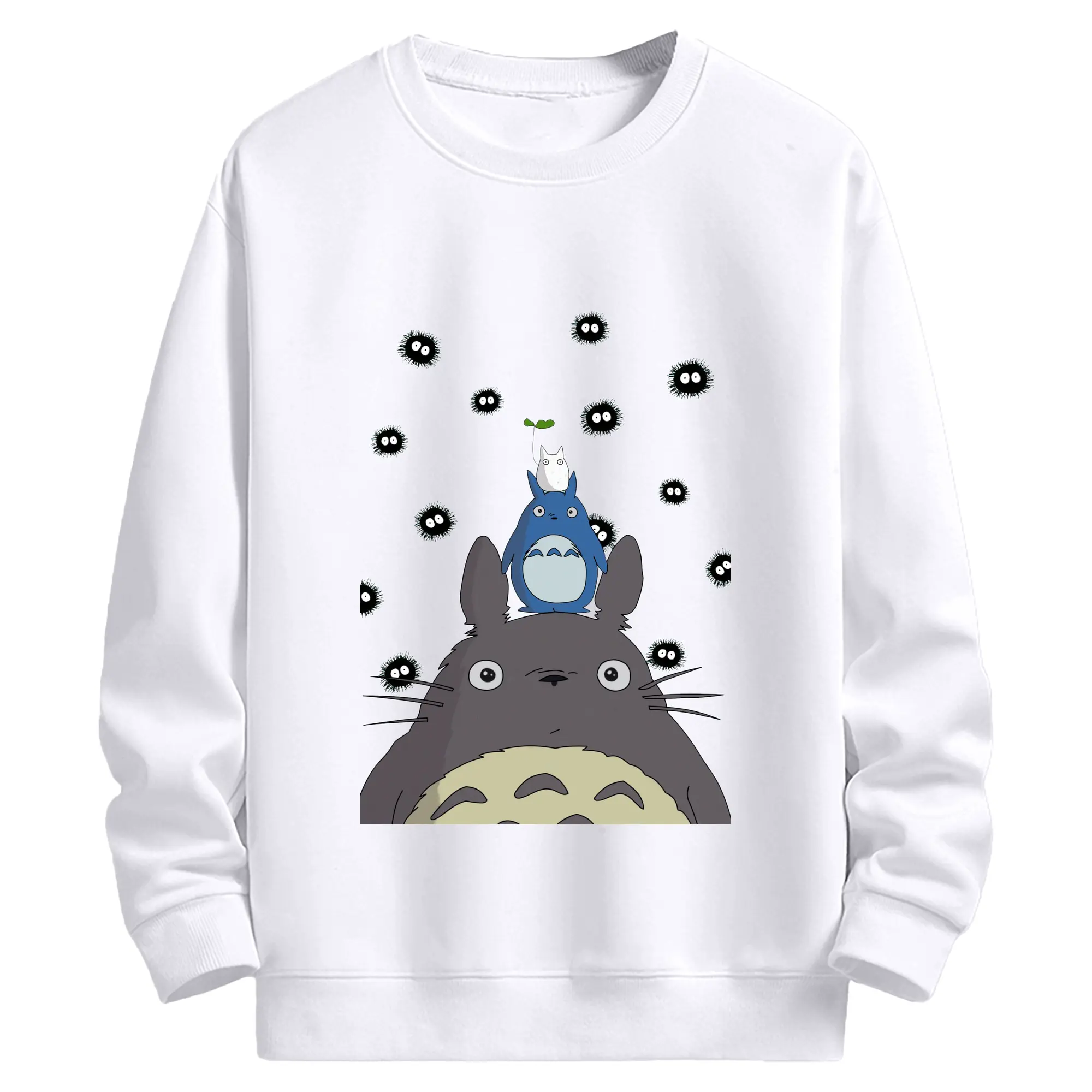 となりのトトロトトロ三兄弟 - 高品質 クルーネック スウェット ・ コットン59％ ポリエステル41％ ・ ユニセックス 長袖 トレーナー ・ カジュアル デイリー スポーツ 散歩用