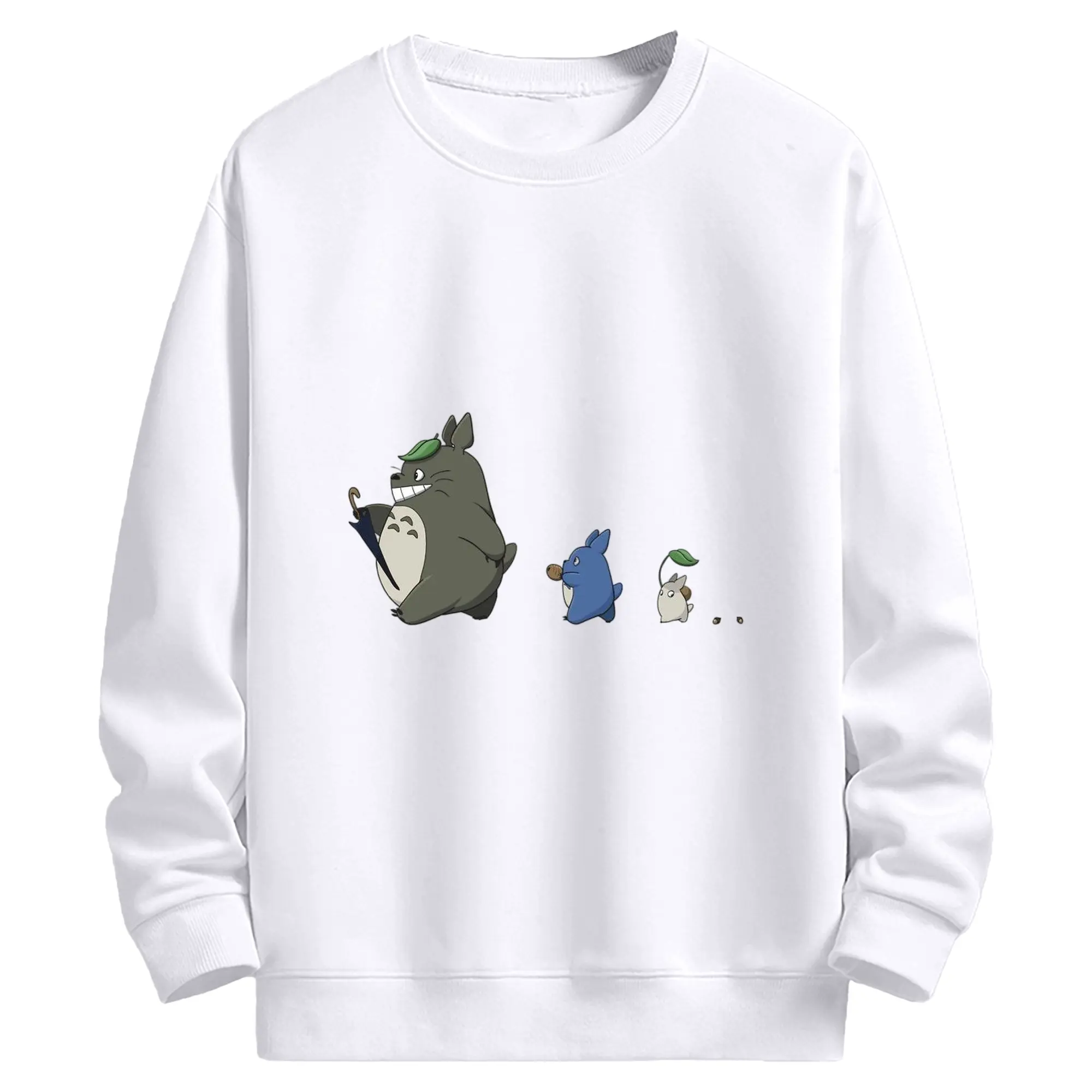 となりのトトロ トトロ三兄弟 - 高品質 クルーネック スウェット ・ コットン59％ ポリエステル41％ ・ ユニセックス 長袖 トレーナー ・ カジュアル デイリー スポーツ 散歩用