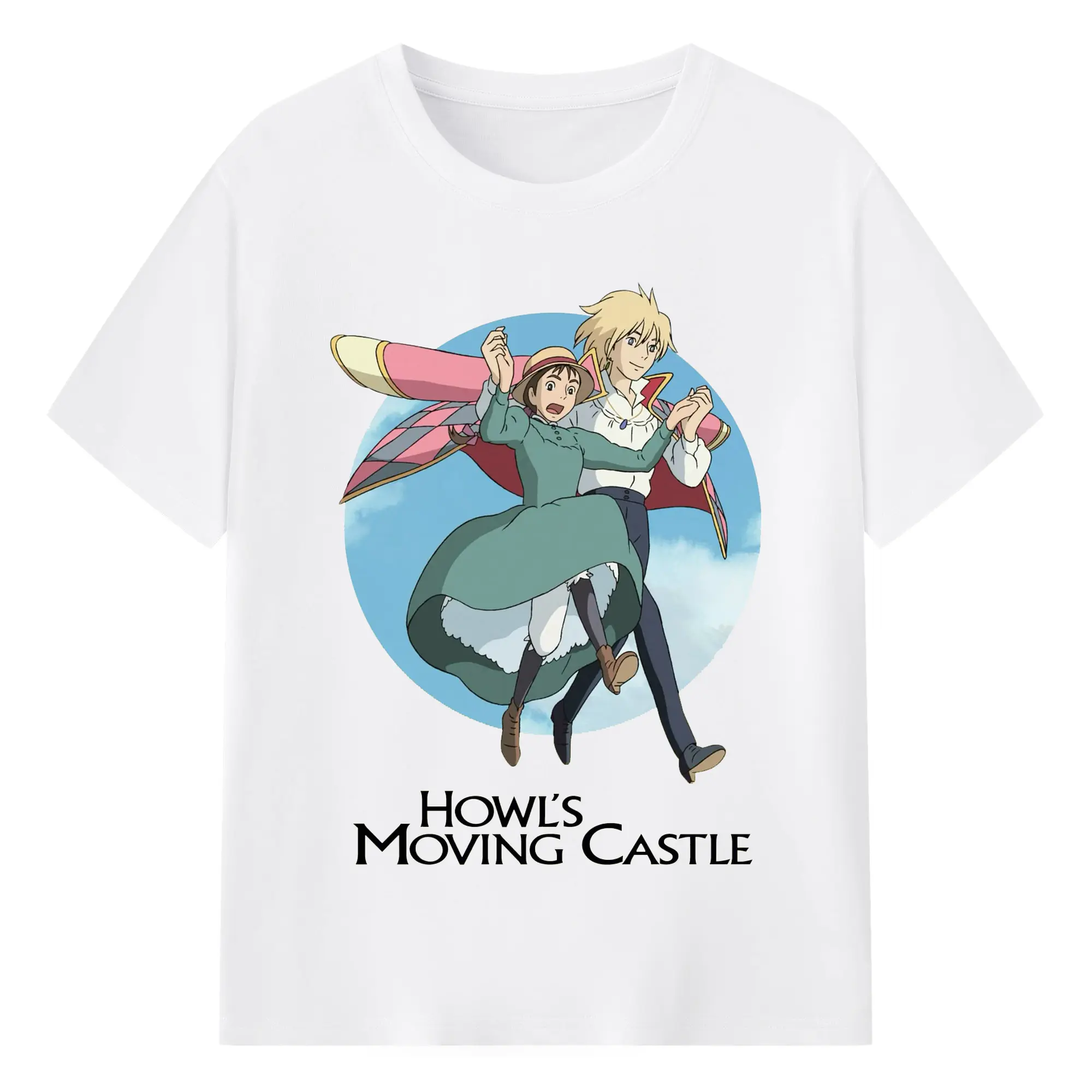 ハウルの動く城 ハウルとソフィー - 綿100％ 半袖Tシャツ ・ フロントプリント ・ 快適 通気性 ・ 日常使い 散歩 スポーツ用