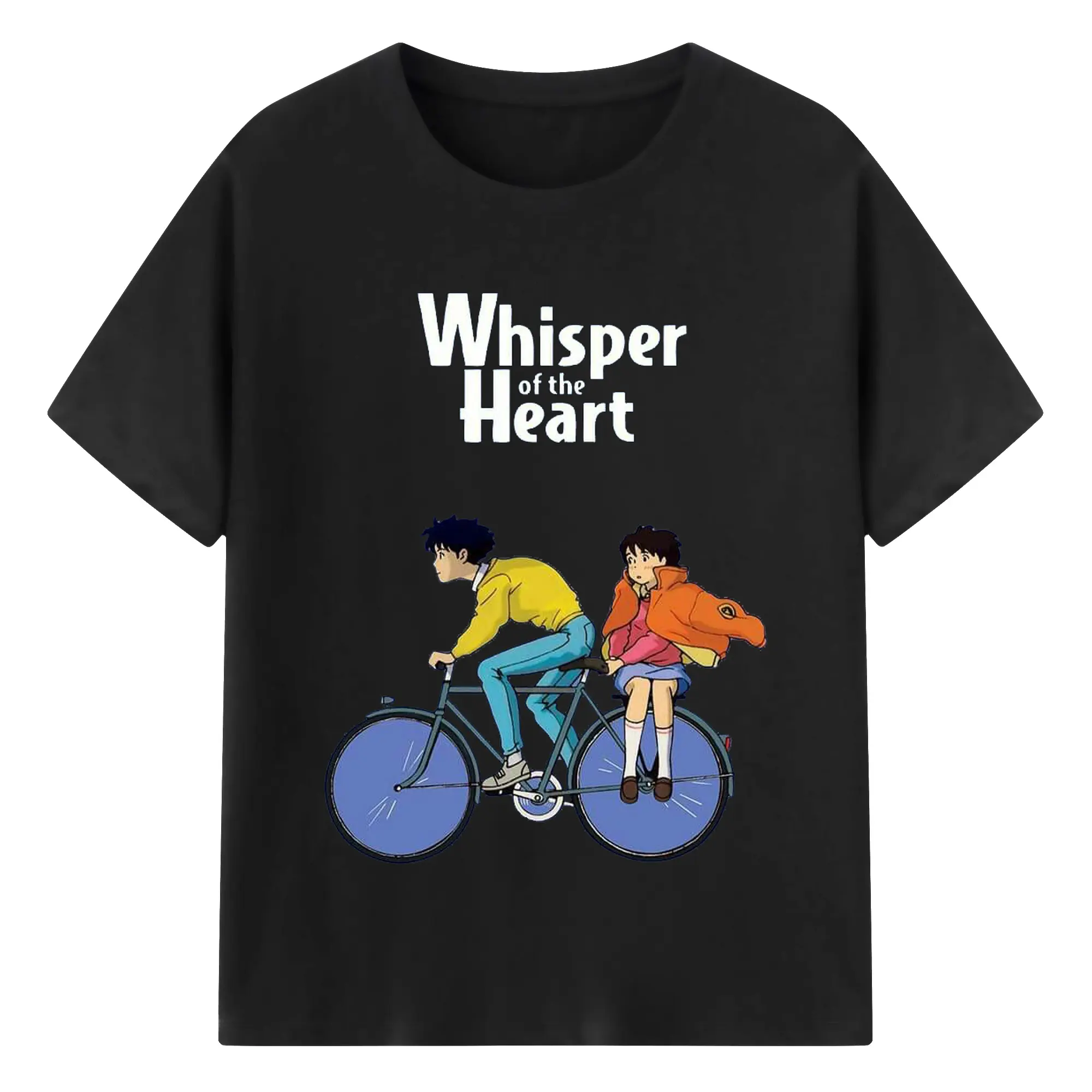 耳をすませば心の声 月島雫 天沢聖司 心の声 - 綿100％ 半袖Tシャツ ・ フロントプリント ・ 快適 通気性 ・ 日常使い 散歩 スポーツ用