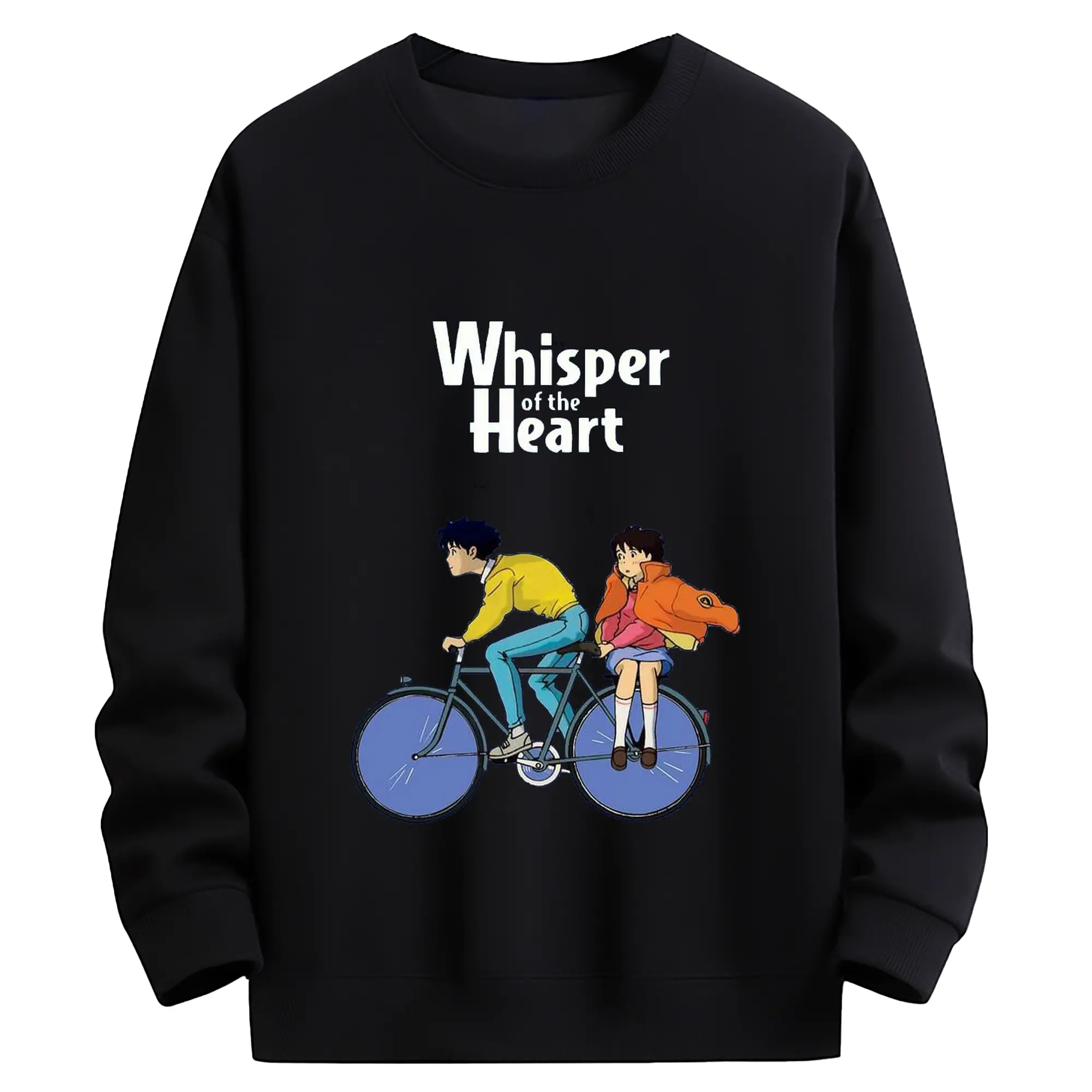 耳をすませば心の声 月島雫 天沢聖司 心の声 - 高品質 クルーネック スウェット ・ コットン59％ ポリエステル41％ ・ ユニセックス 長袖 トレーナー ・ カジュアル デイリー スポーツ 散歩用