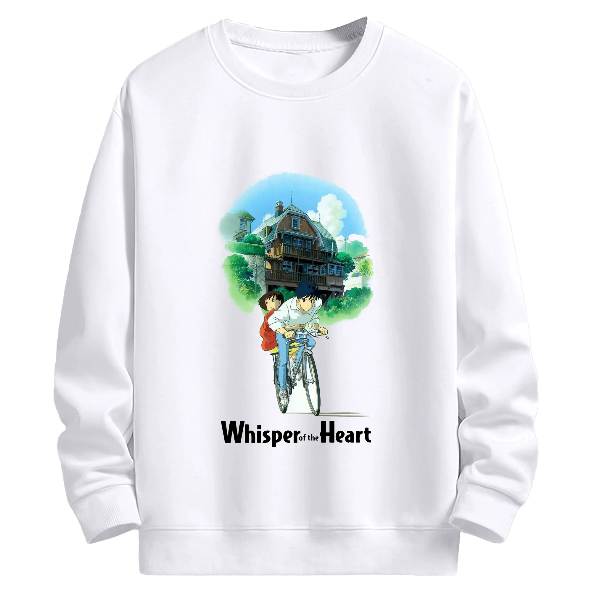 耳をすませば  WhisperOfTheHeart - 高品質 クルーネック スウェット ・ コットン59％ ポリエステル41％ ・ ユニセックス 長袖 トレーナー ・ カジュアル デイリー スポーツ 散歩用