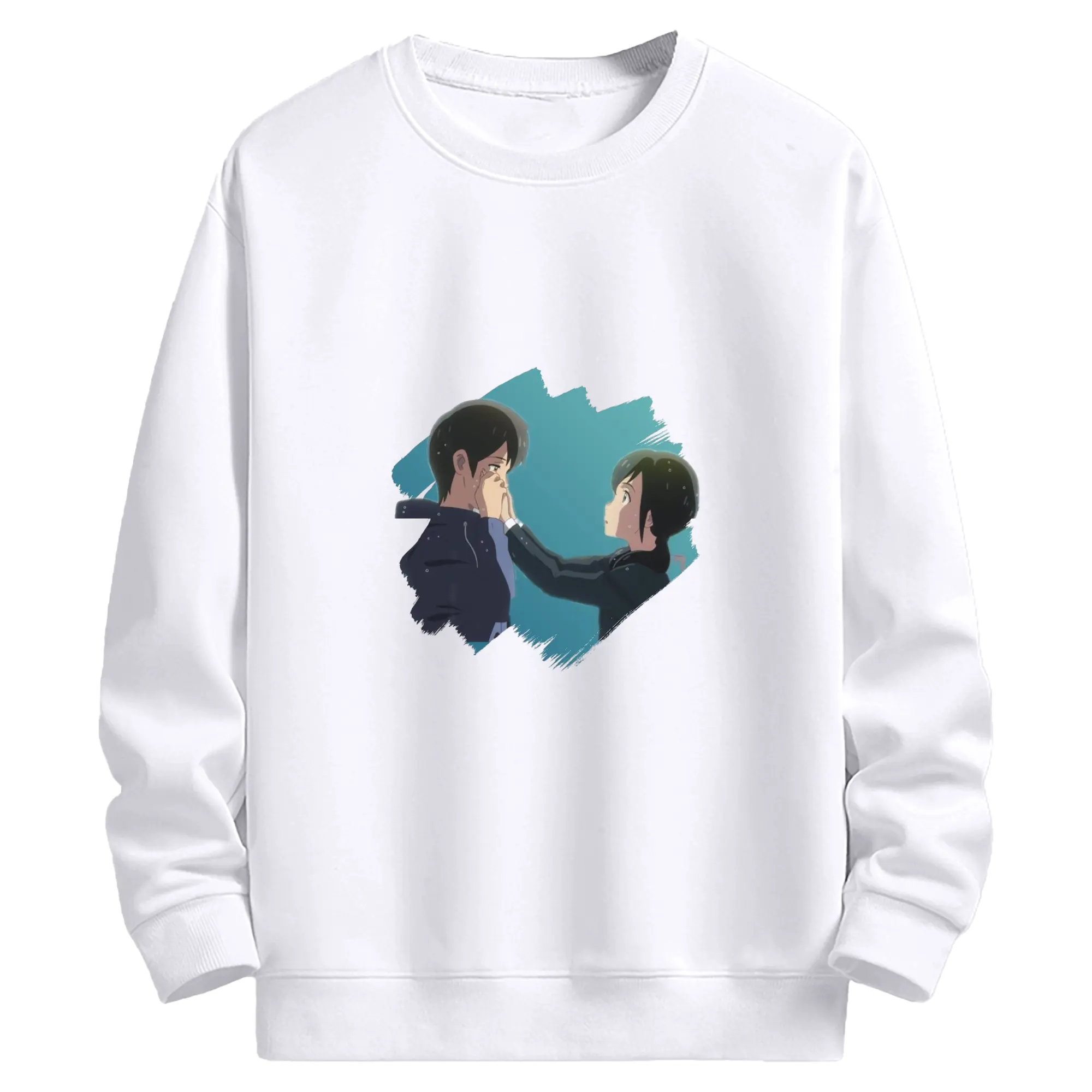 天気の子 東京に降る雨と少年の物語 森嶋帆高天野陽菜 - 高品質 クルーネック スウェット ・ コットン59％ ポリエステル41％ ・ ユニセックス 長袖 トレーナー ・ カジュアル デイリー スポーツ 散歩用