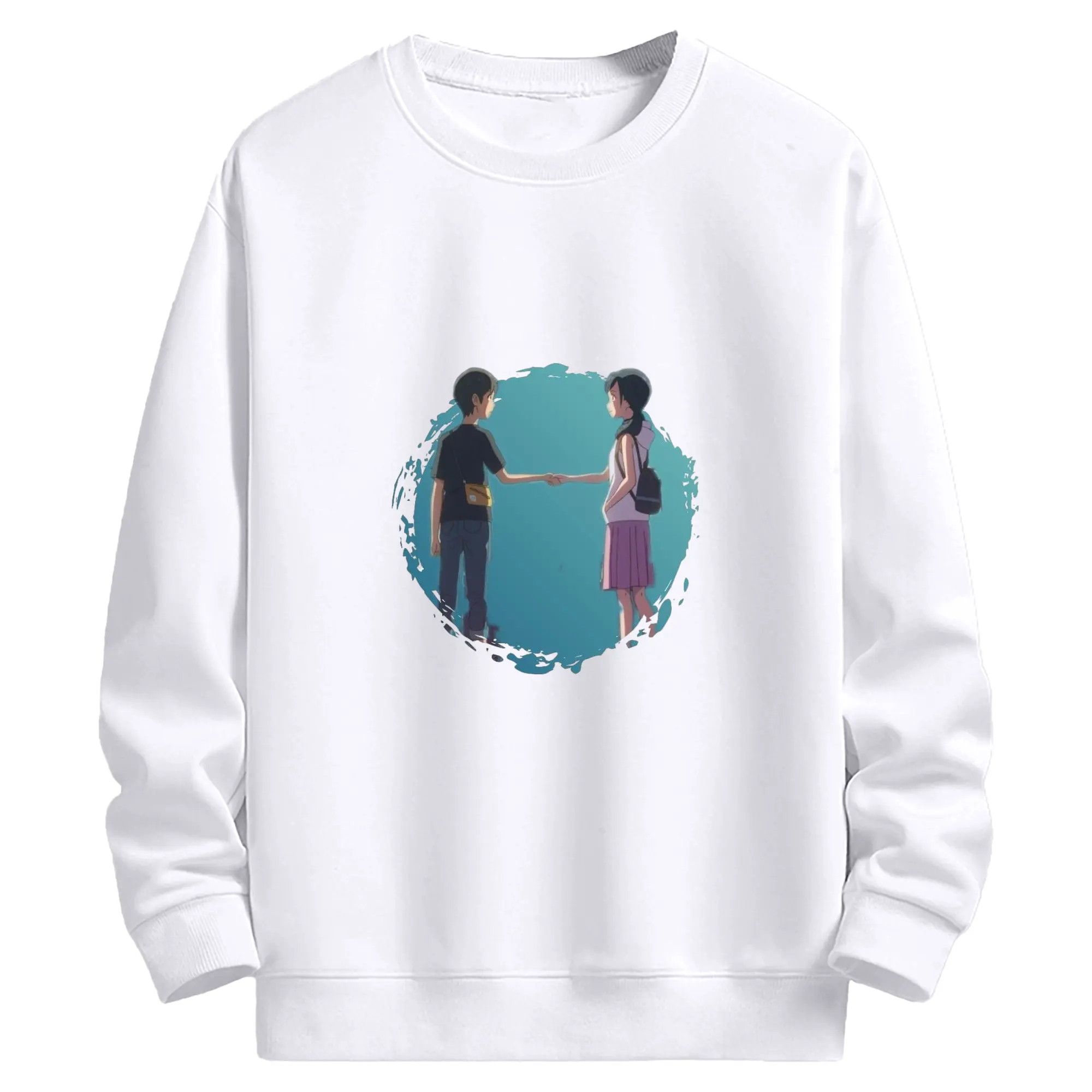 天気の子 森嶋帆高天野陽菜 - 高品質 クルーネック スウェット ・ コットン59％ ポリエステル41％ ・ ユニセックス 長袖 トレーナー ・ カジュアル デイリー スポーツ 散歩用