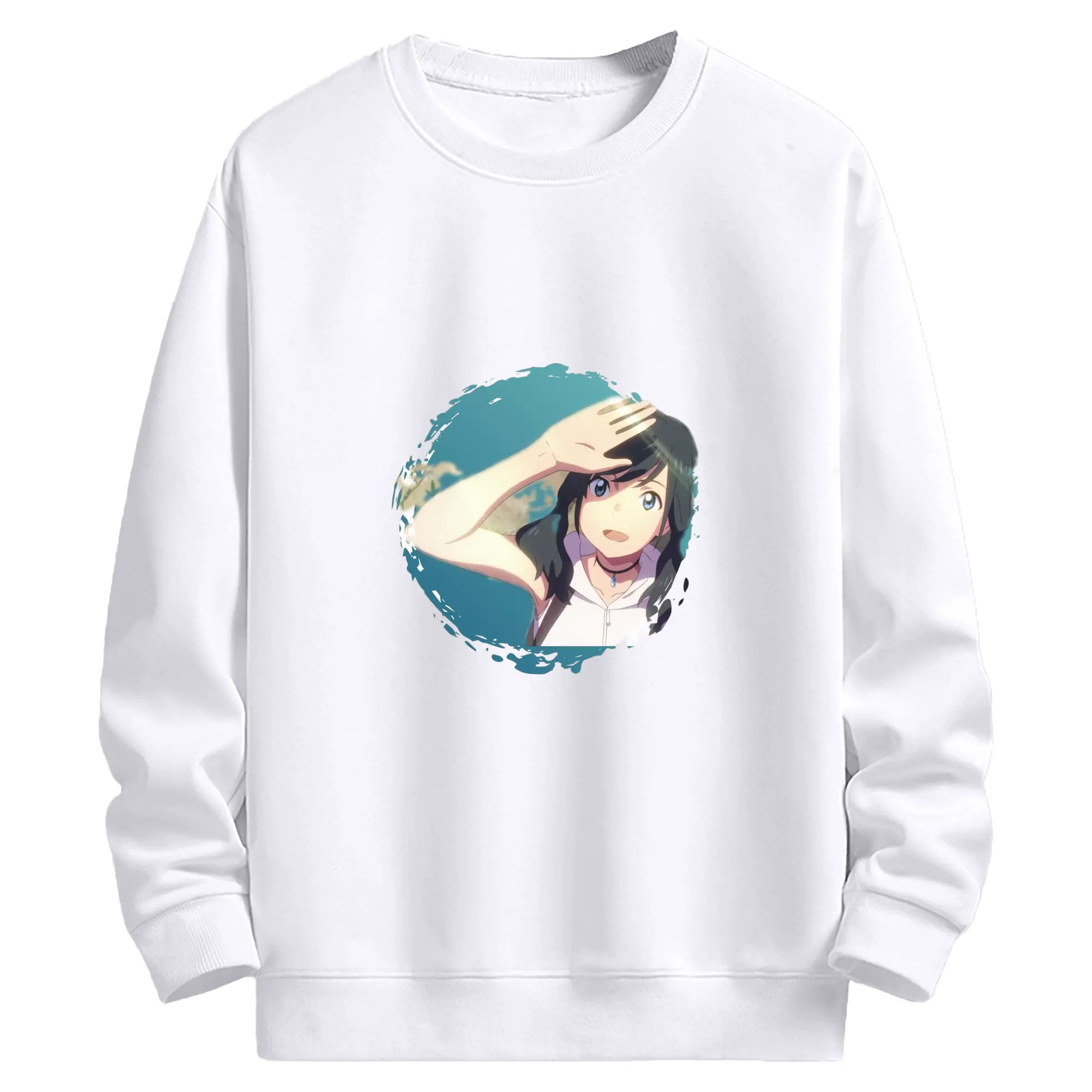 天気の子 天野陽菜 - 高品質 クルーネック スウェット ・ コットン59％ ポリエステル41％ ・ ユニセックス 長袖 トレーナー ・ カジュアル デイリー スポーツ 散歩用