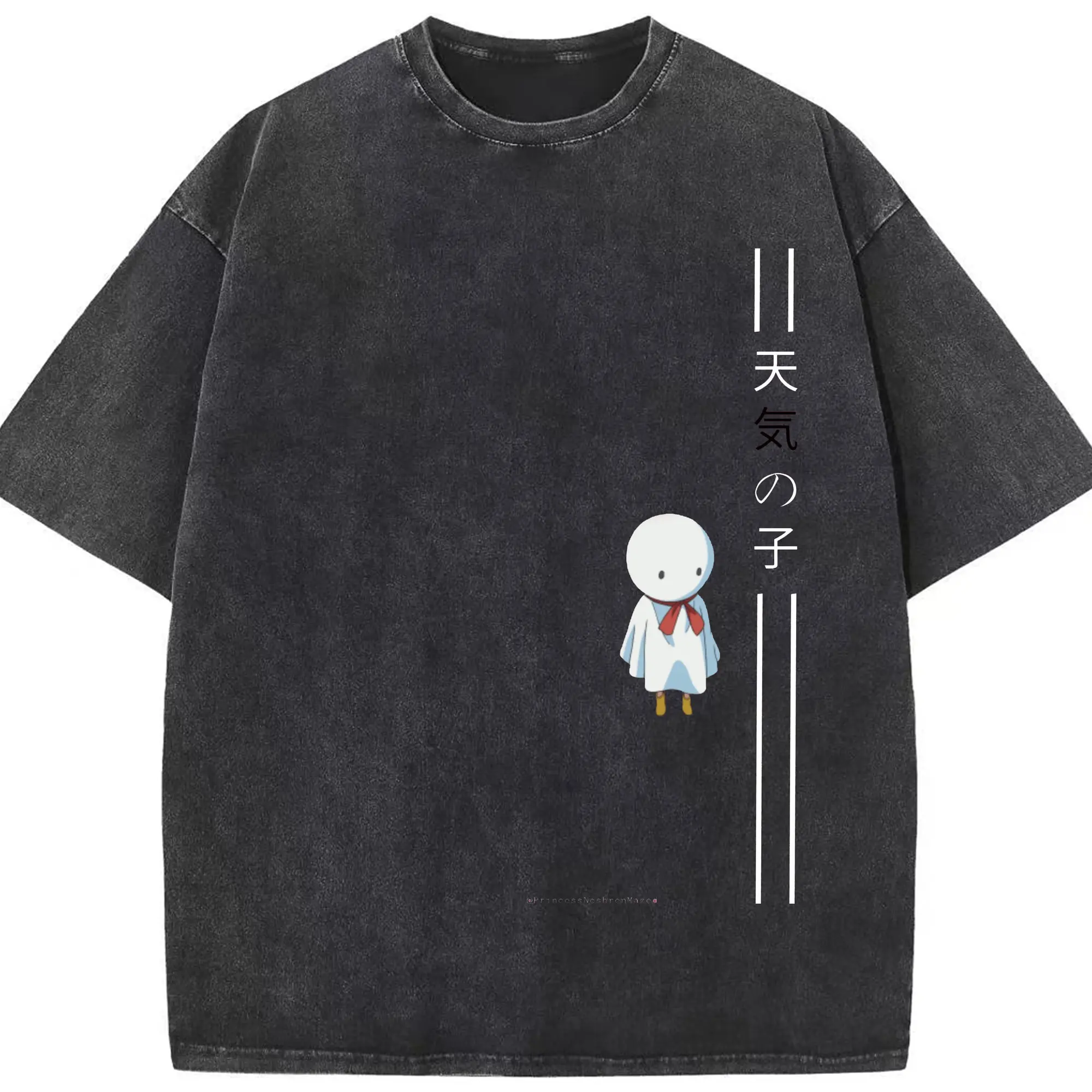 天気の子 晴れ女 天気を操る奇跡の少女 - 綿100％ ヴィンテージ風 半袖Tシャツ ・ フロントプリント ・ 柔らか肌触り ・ 通気性 快適 ・ スポーツ カジュアル 外出用