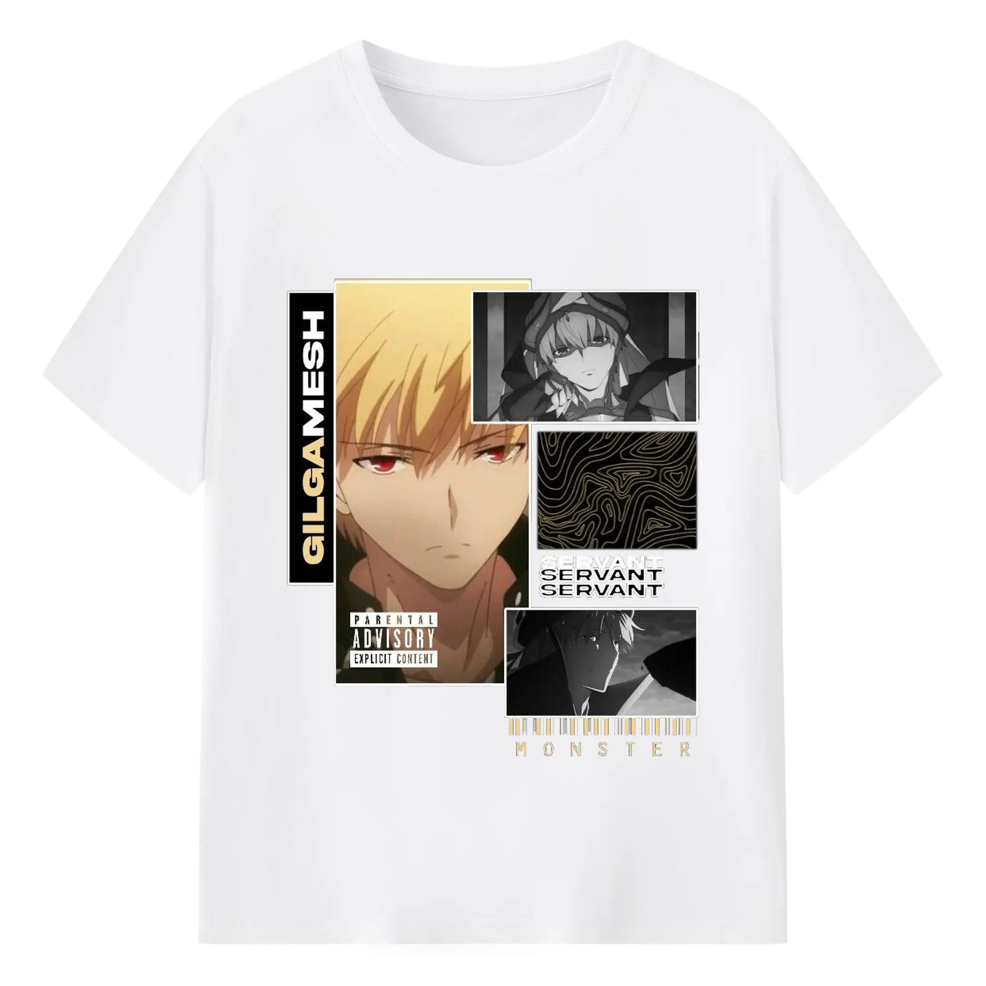 グランドオーダー FGO 英霊 ギルガメッシュ - 綿100％ 半袖Tシャツ ・ フロントプリント ・ 快適 通気性 ・ 日常使い 散歩 スポーツ用