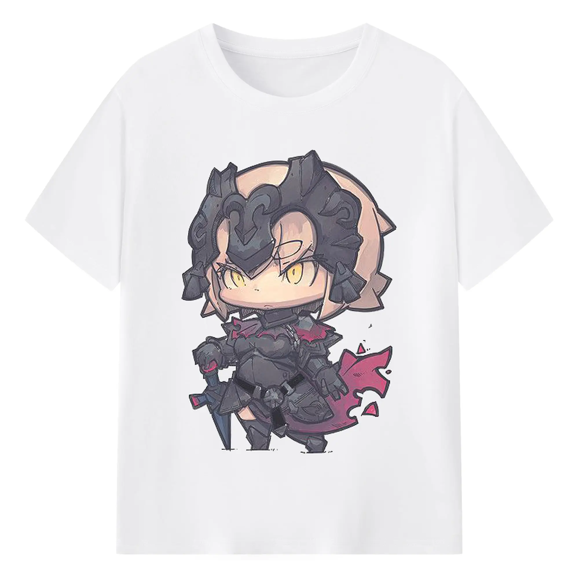FGO 英霊 FGO キャラクター ジャンヌ・ダルク - 綿100％ 半袖Tシャツ ・ フロントプリント ・ 快適 通気性 ・ 日常使い 散歩 スポーツ用
