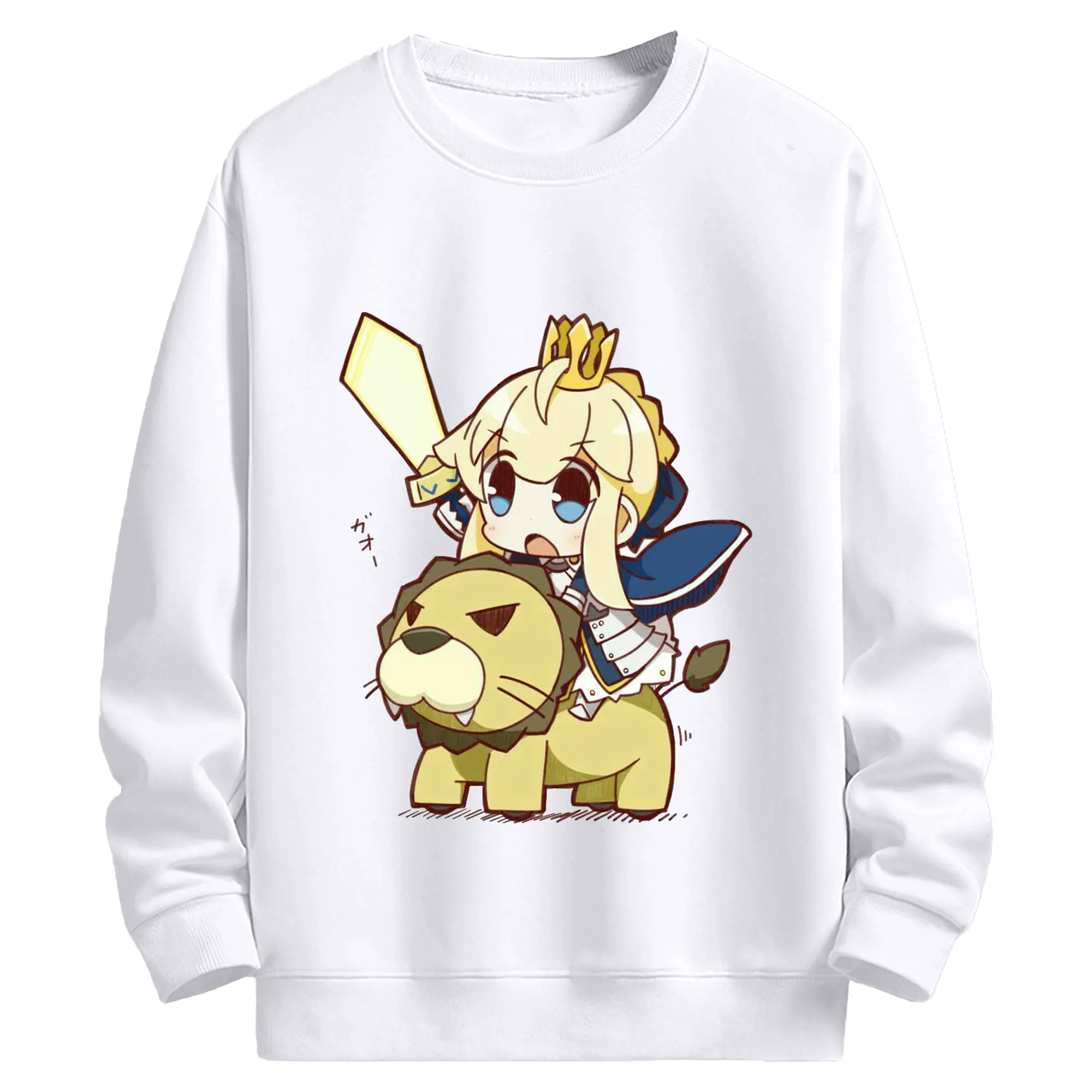 グランドオーダー FGO 英霊 アルトリア・ペンドラゴン - 高品質 クルーネック スウェット ・ コットン59％ ポリエステル41％ ・ ユニセックス 長袖 トレーナー ・ カジュアル デイリー スポーツ 散歩用