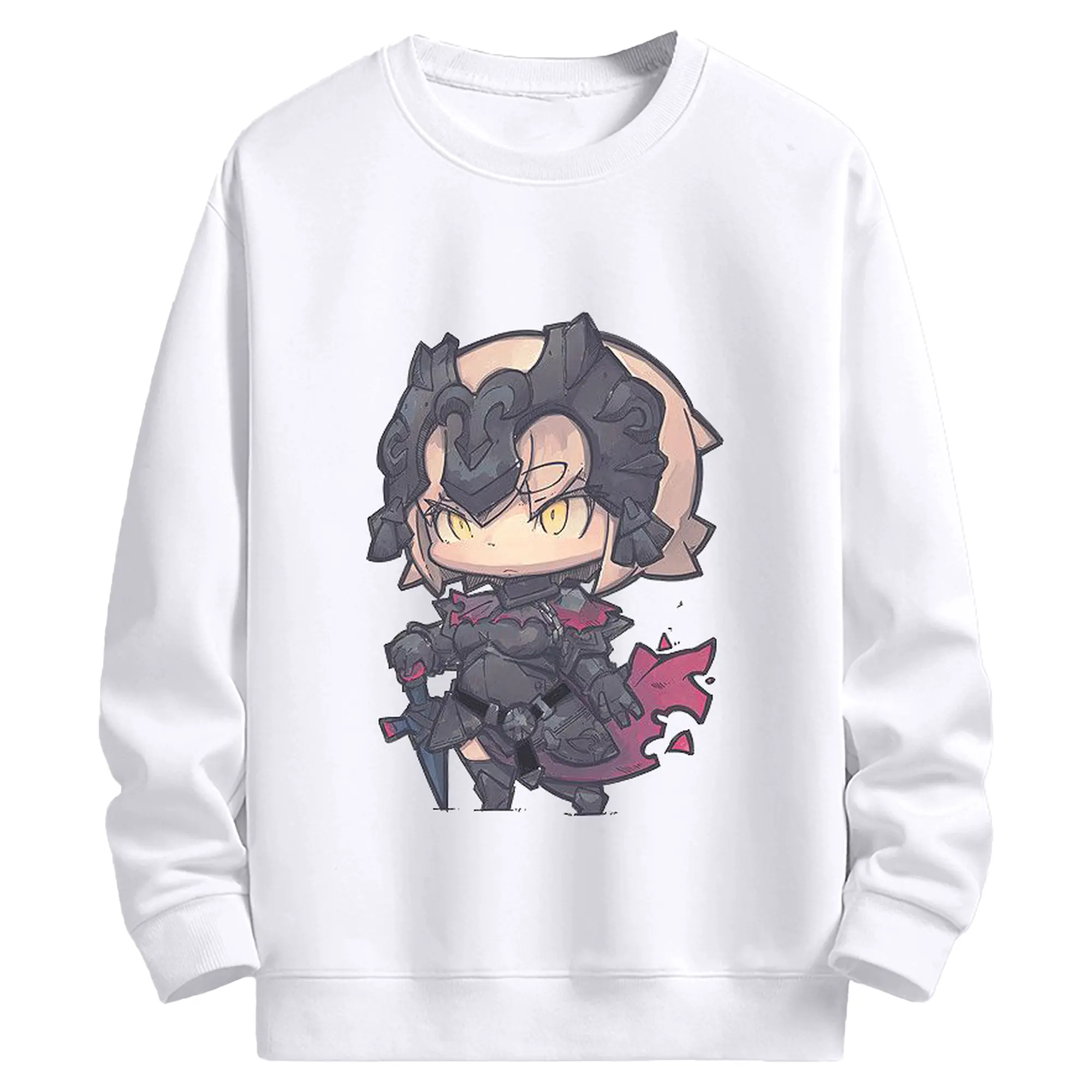 FGO 英霊 FGO キャラクター ジャンヌ・ダルク - 高品質 クルーネック スウェット ・ コットン59％ ポリエステル41％ ・ ユニセックス 長袖 トレーナー ・ カジュアル デイリー スポーツ 散歩用