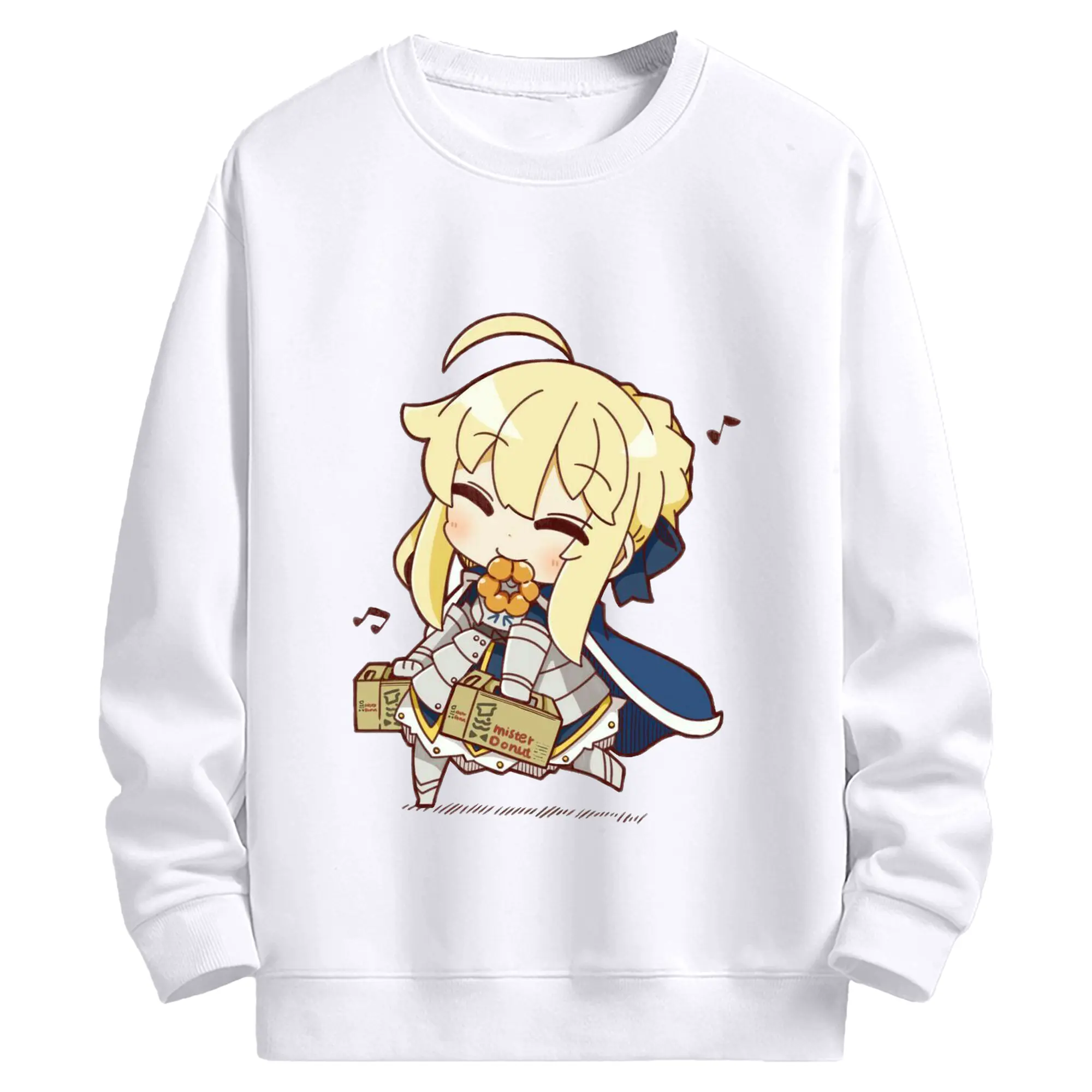 グランドオーダー FGO キャラクター アルトリア・ペンドラゴン - 高品質 クルーネック スウェット ・ コットン59％ ポリエステル41％ ・ ユニセックス 長袖 トレーナー ・ カジュアル デイリー スポーツ 散歩用