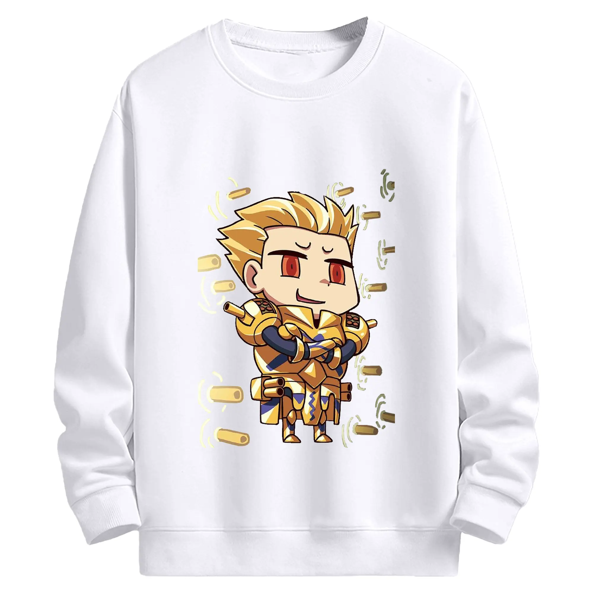 グランドオーダー デフォルメキャラ ギルガメッシュ - 高品質 クルーネック スウェット ・ コットン59％ ポリエステル41％ ・ ユニセックス 長袖 トレーナー ・ カジュアル デイリー スポーツ 散歩用