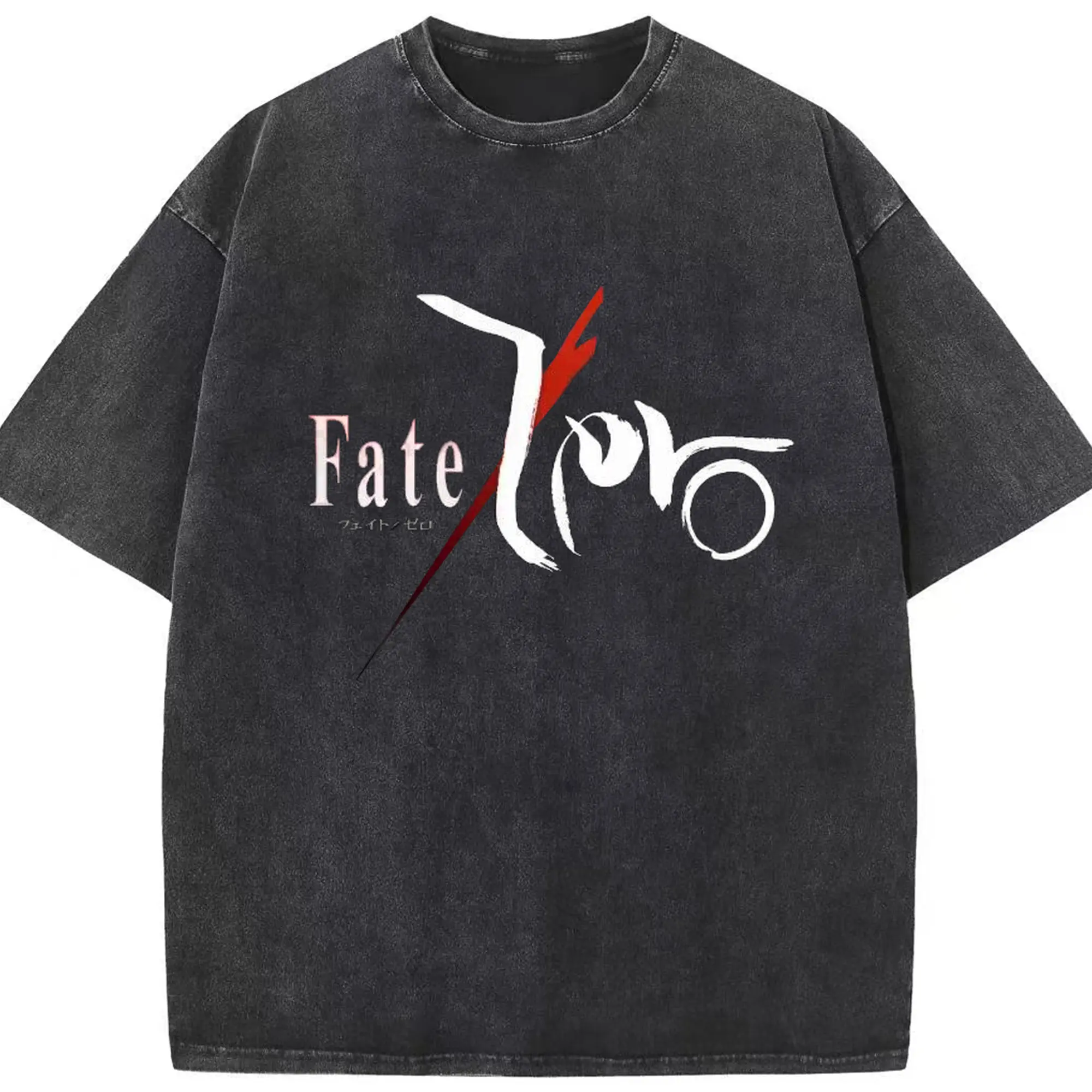 グランドオーダー FGOロゴ - 綿100％ ヴィンテージ風 半袖Tシャツ ・ フロントプリント ・ 柔らか肌触り ・ 通気性 快適 ・ スポーツ カジュアル 外出用