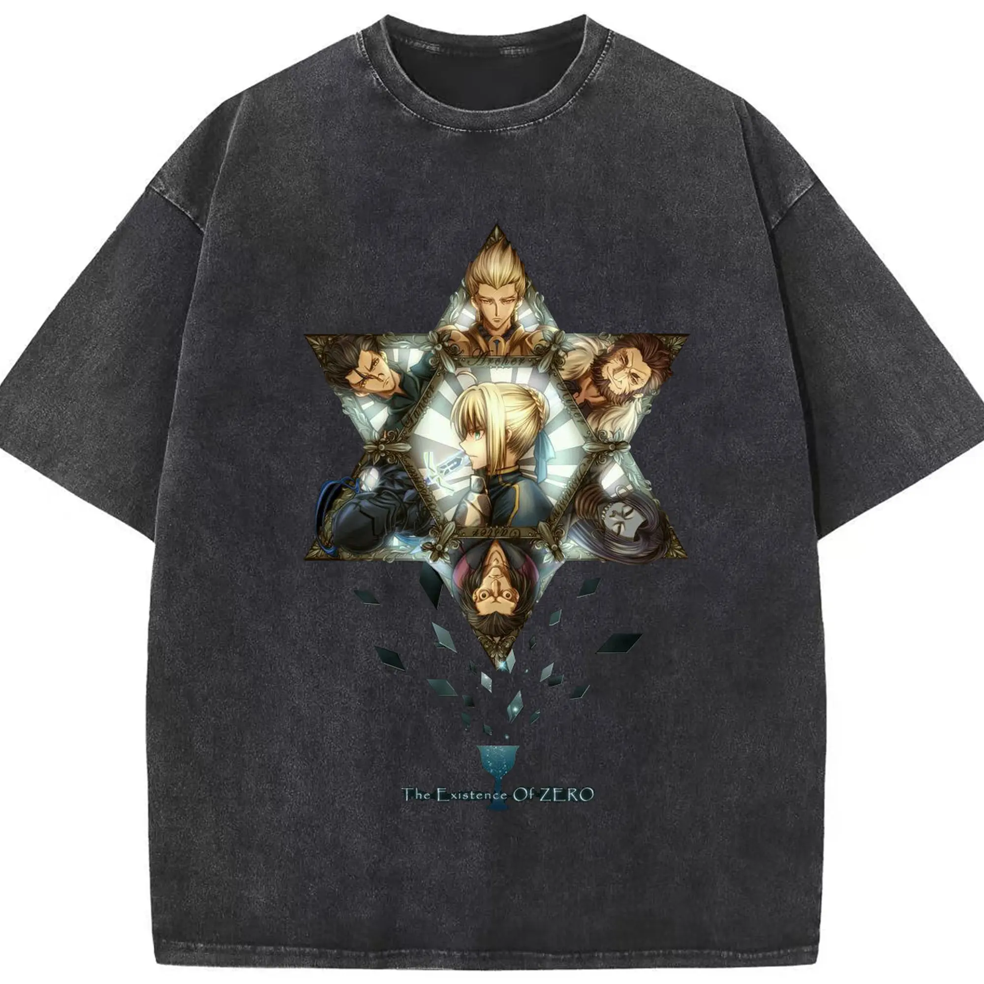 グランドオーダー FGO 英霊 グランドオーダー アルトリア・ペンドラゴン - 綿100％ ヴィンテージ風 半袖Tシャツ ・ フロントプリント ・ 柔らか肌触り ・ 通気性 快適 ・ スポーツ カジュアル 外出用
