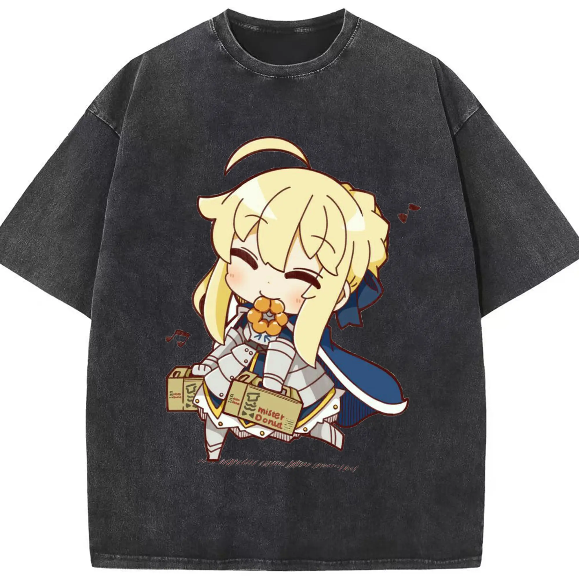 グランドオーダー FGO キャラクター アルトリア・ペンドラゴン - 綿100％ ヴィンテージ風 半袖Tシャツ ・ フロントプリント ・ 柔らか肌触り ・ 通気性 快適 ・ スポーツ カジュアル 外出用