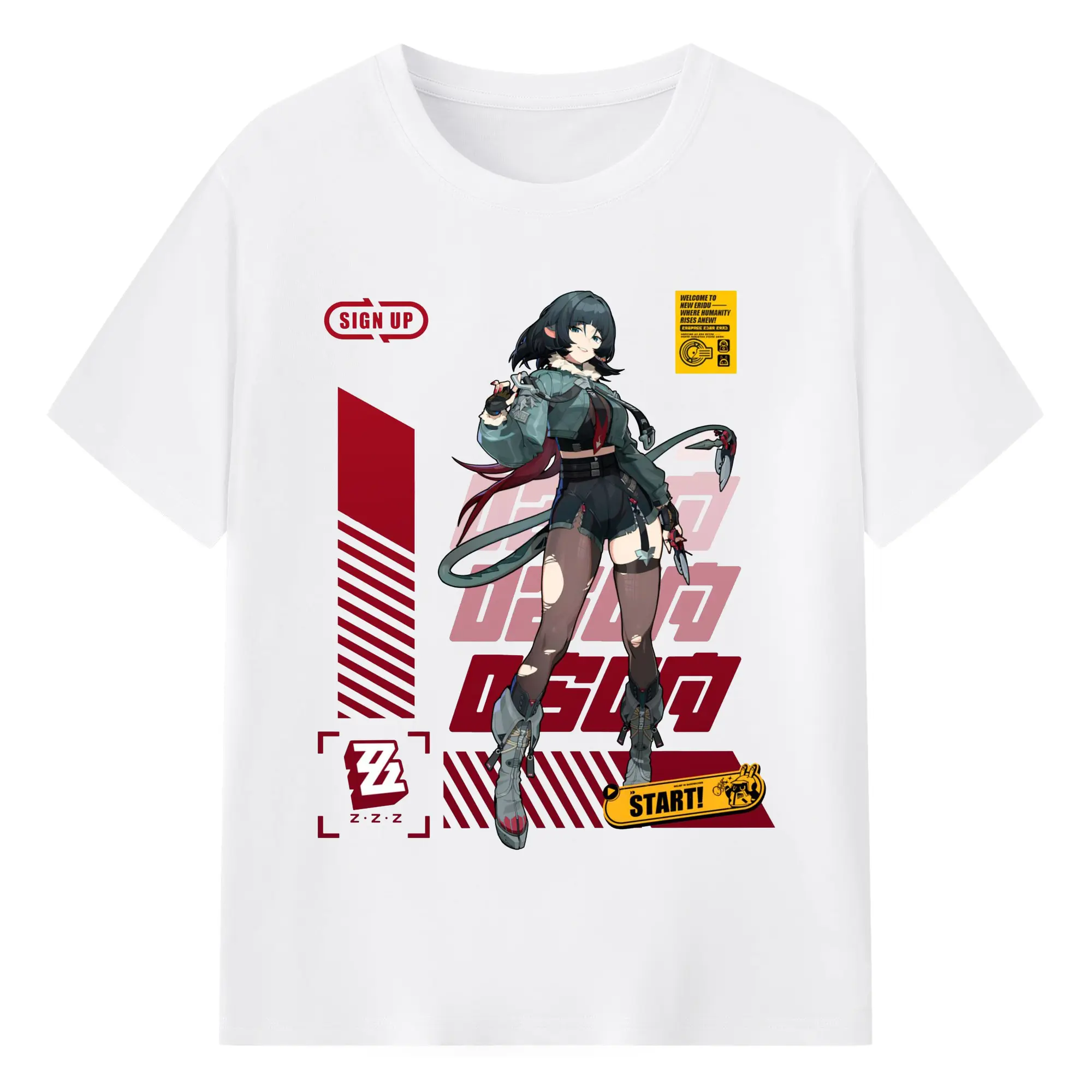 ゼンレスゾーンゼロ ジエーン・ドウ - 綿100％ 半袖Tシャツ ・ フロントプリント ・ 快適 通気性 ・ 日常使い 散歩 スポーツ用