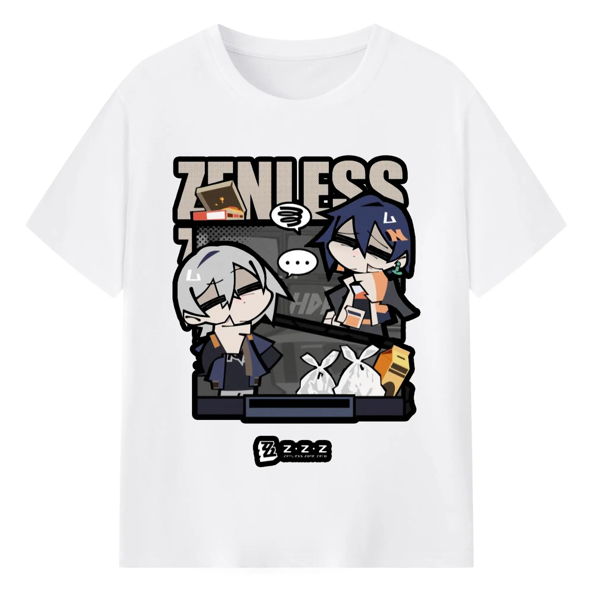 ゼンレスゾーンゼロ フォルメキャラ - 綿100％ 半袖Tシャツ ・ フロントプリント ・ 快適 通気性 ・ 日常使い 散歩 スポーツ用