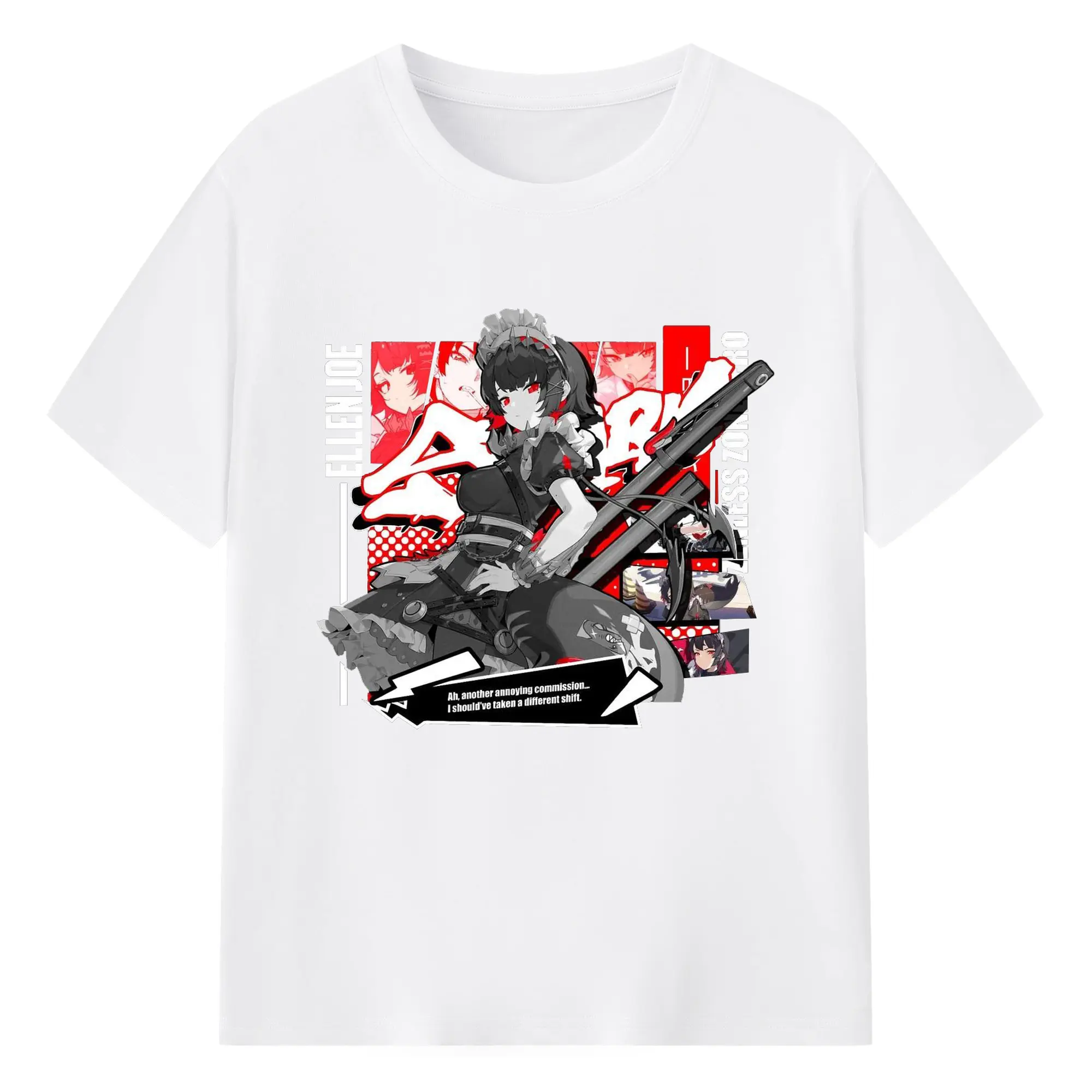 ゼンレスゾーンゼロ 工リン・ジヨー - 綿100％ 半袖Tシャツ ・ フロントプリント ・ 快適 通気性 ・ 日常使い 散歩 スポーツ用