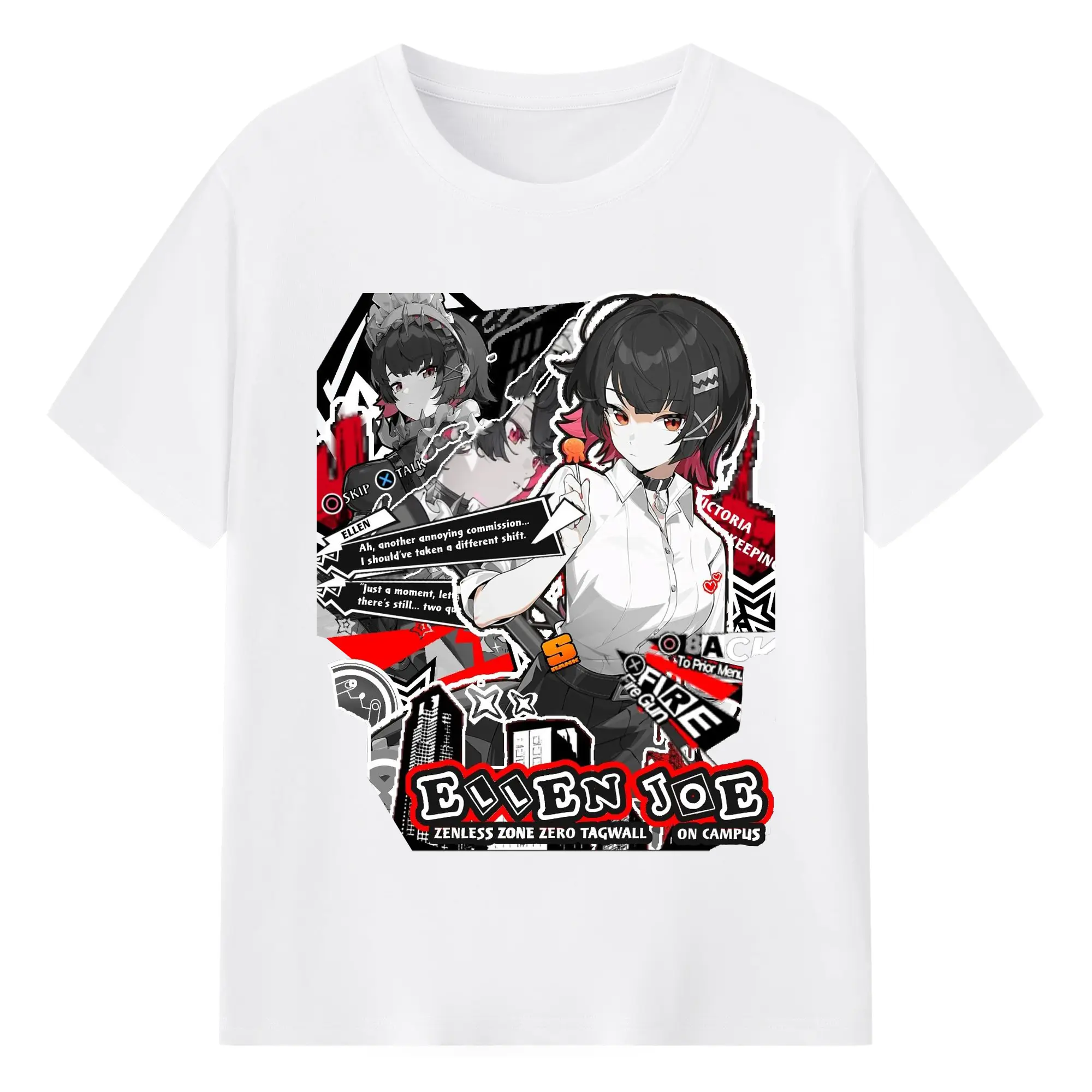 ゼンレスゾーンゼロ工リン・ジヨー - 綿100％ 半袖Tシャツ ・ フロントプリント ・ 快適 通気性 ・ 日常使い 散歩 スポーツ用