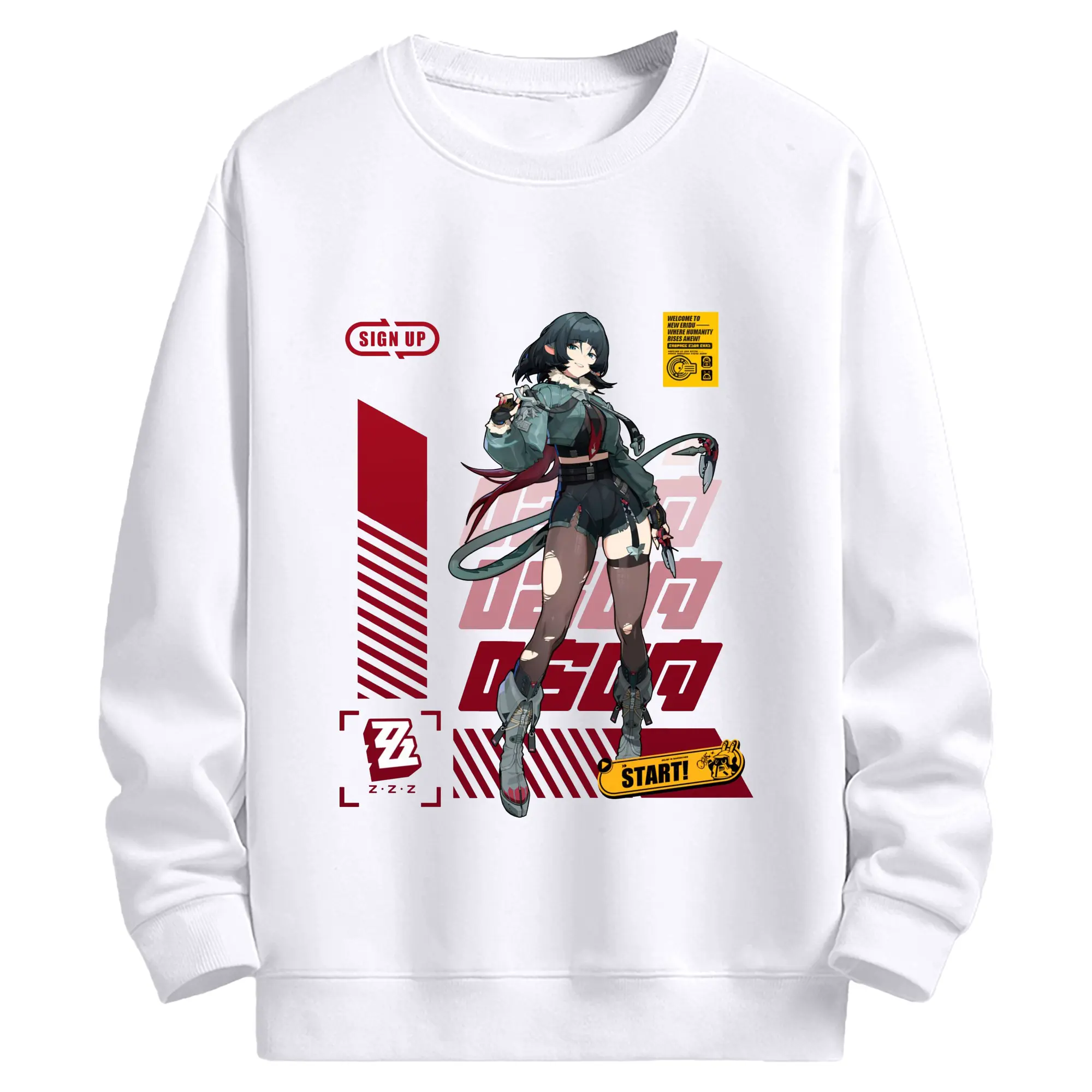 ゼンレスゾーンゼロ ジエーン・ドウ - 高品質 クルーネック スウェット ・ コットン59％ ポリエステル41％ ・ ユニセックス 長袖 トレーナー ・ カジュアル デイリー スポーツ 散歩用