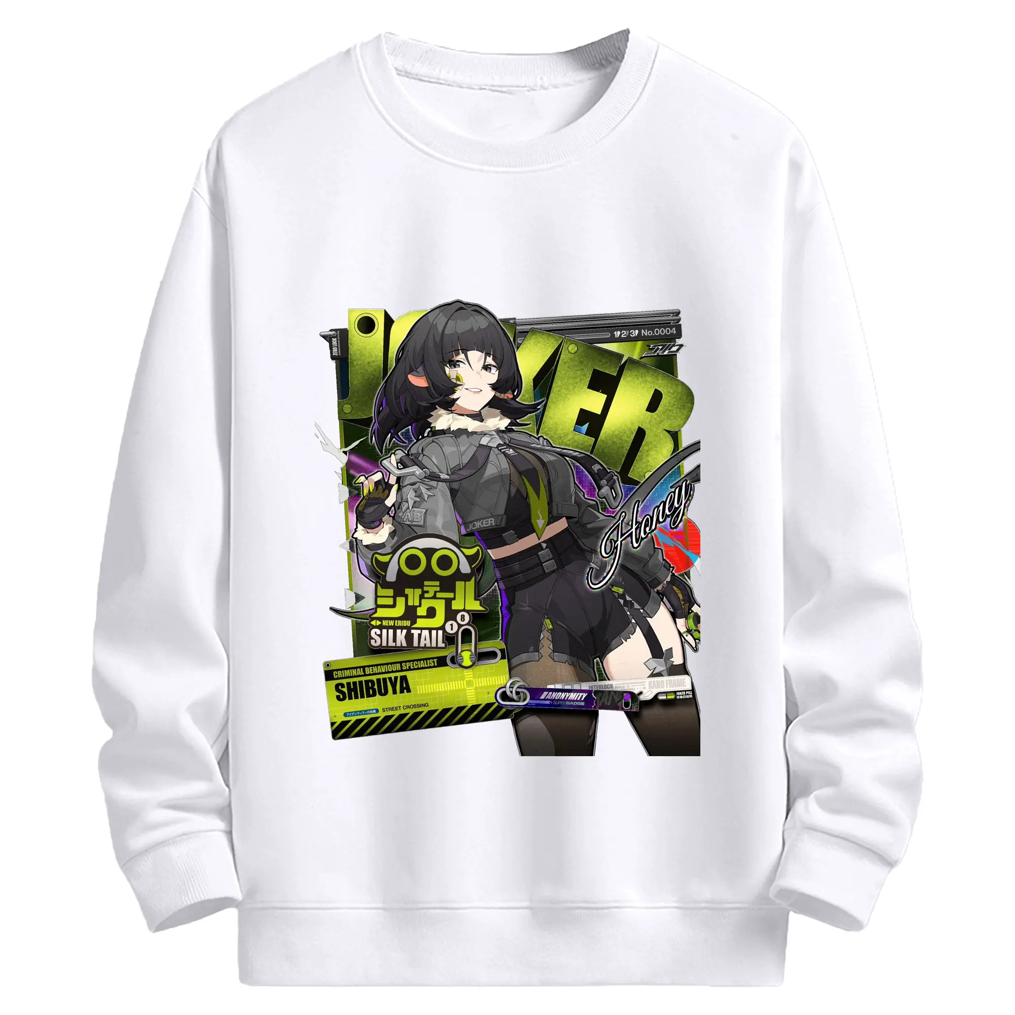 ゼンレスゾーンゼロ ジエーン・ドウ - 高品質 クルーネック スウェット ・ コットン59％ ポリエステル41％ ・ ユニセックス 長袖 トレーナー ・ カジュアル デイリー スポーツ 散歩用