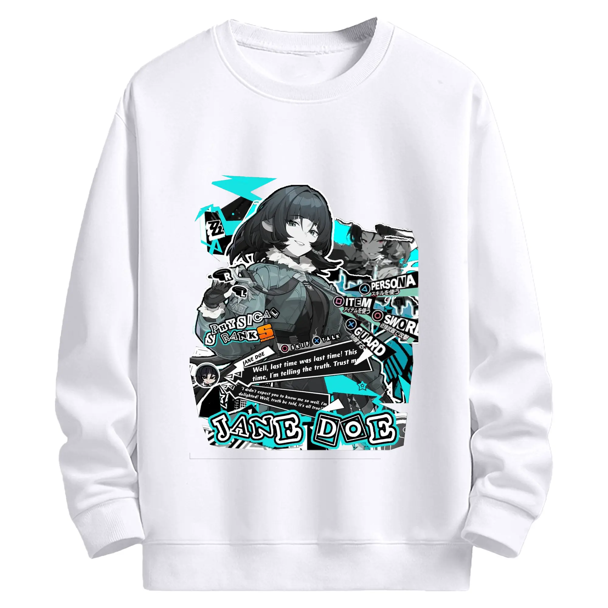 ゼンレスゾーンゼロ ジエーン・ドウ - 高品質 クルーネック スウェット ・ コットン59％ ポリエステル41％ ・ ユニセックス 長袖 トレーナー ・ カジュアル デイリー スポーツ 散歩用