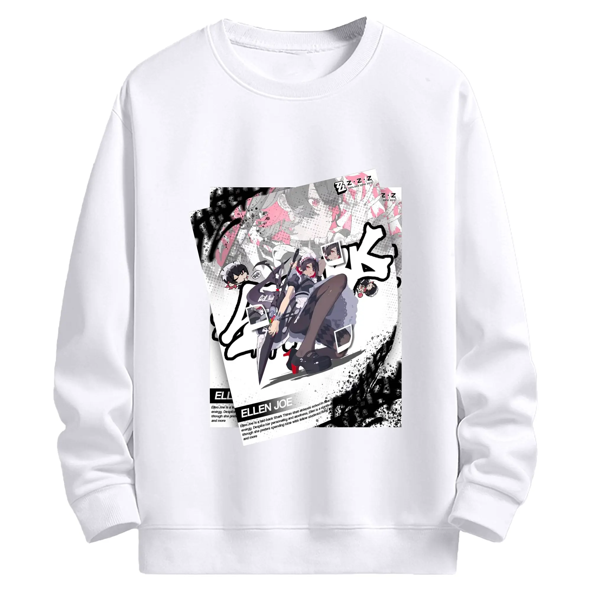 ゼンレスゾーンゼロ 工リン・ジヨー - 高品質 クルーネック スウェット ・ コットン59％ ポリエステル41％ ・ ユニセックス 長袖 トレーナー ・ カジュアル デイリー スポーツ 散歩用